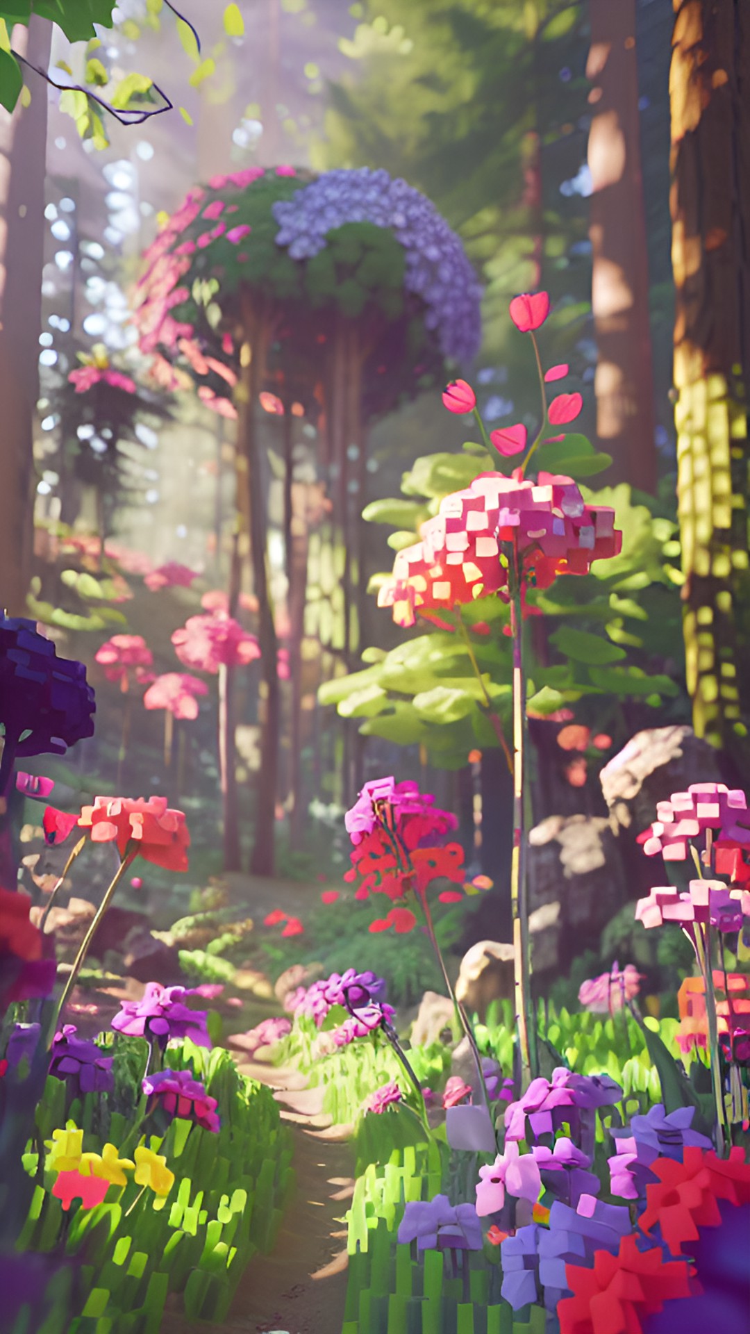 forest full with flowers pixel art preview