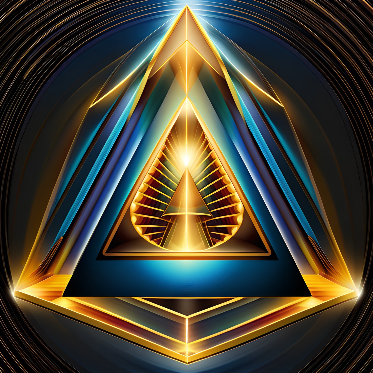 sacred geometry holy trinity  - a three-dimensional image of a perfect sacred geometry triangle, with light shining down from above. preview