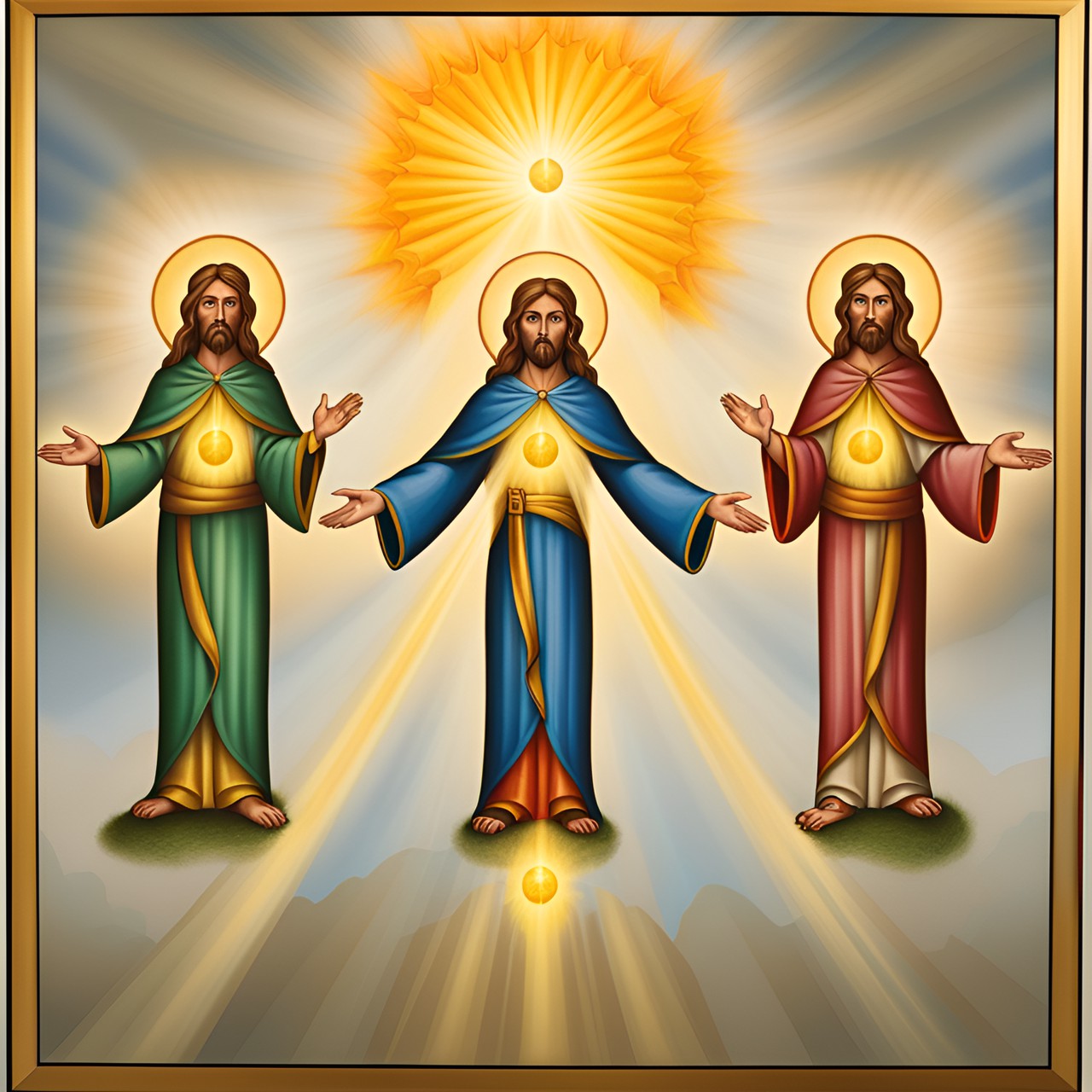 holy trinitity - the holy trinity- father, son, and holy spirit- represented as a tree of light. preview