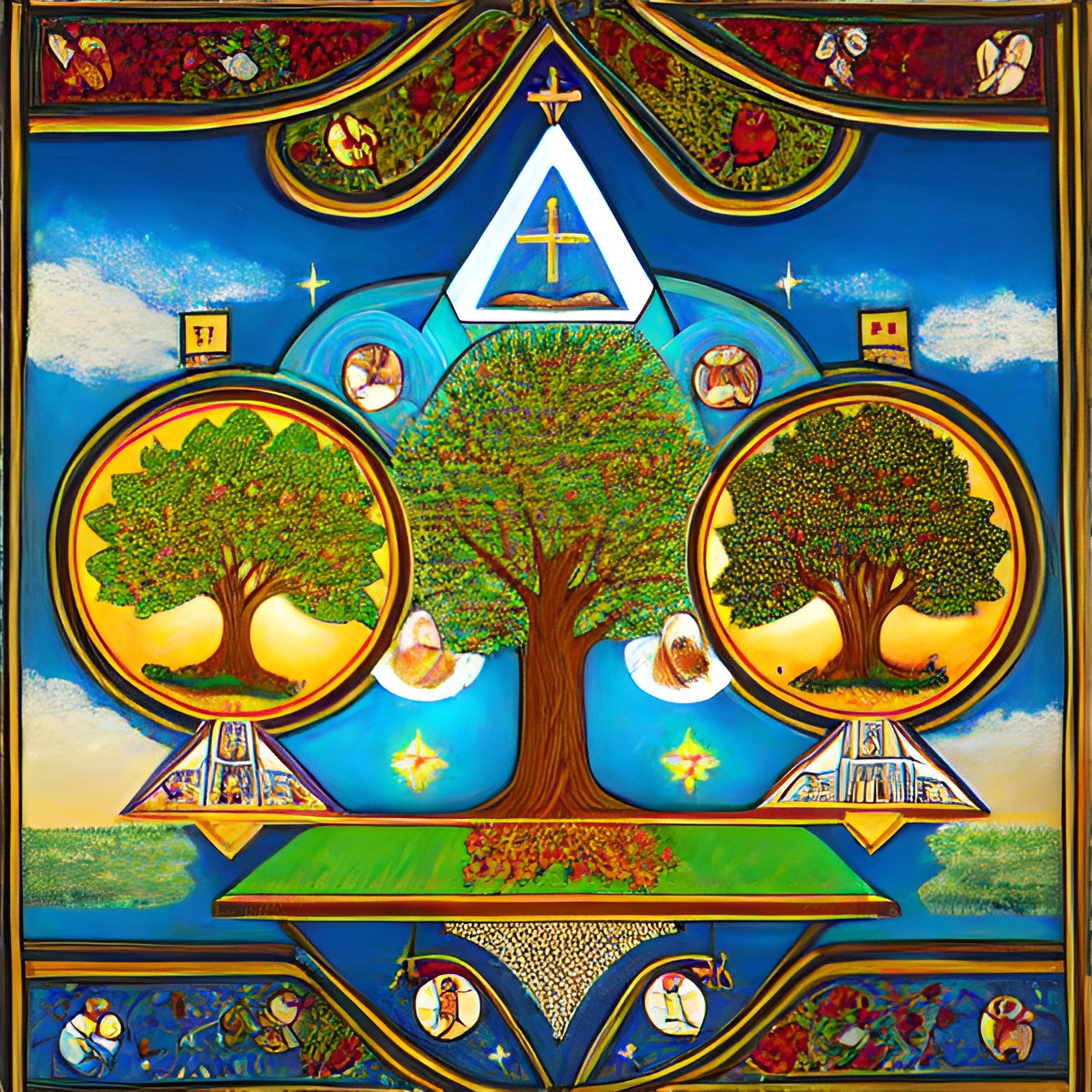 holy trinitity - the holy trinity- father, son, and holy spirit- represented as a tree of light and truth  - preview