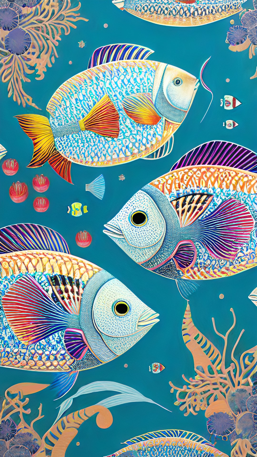 under the sea, fish wallpaper pattern, pale and washed out preview