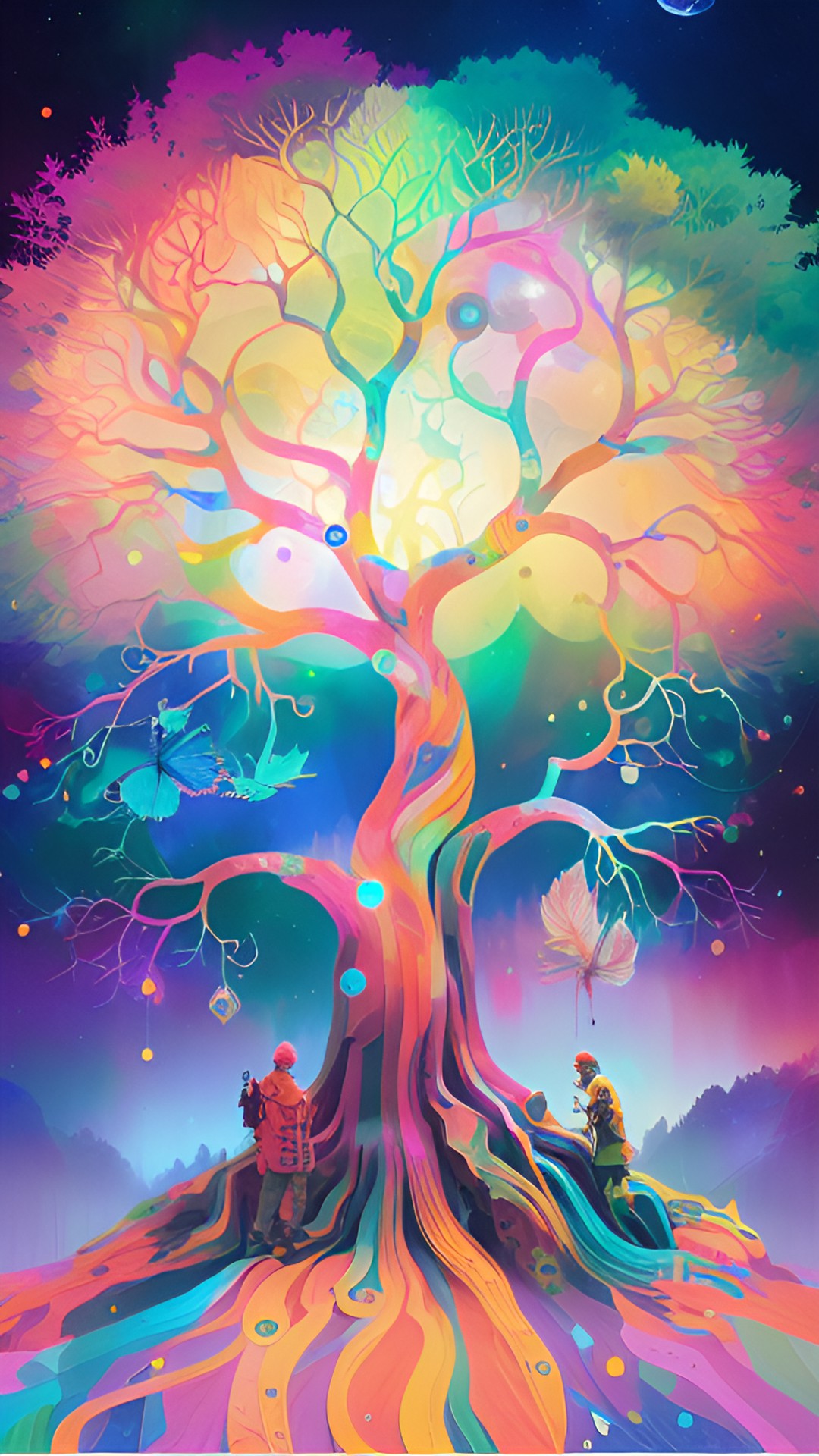 Camp for the Night - cosmic rainbow tree of life preview