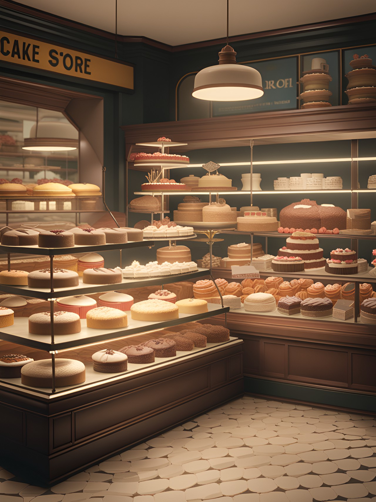 Cake Store - 1900 cake store hd 8k detailed, vintage filter preview