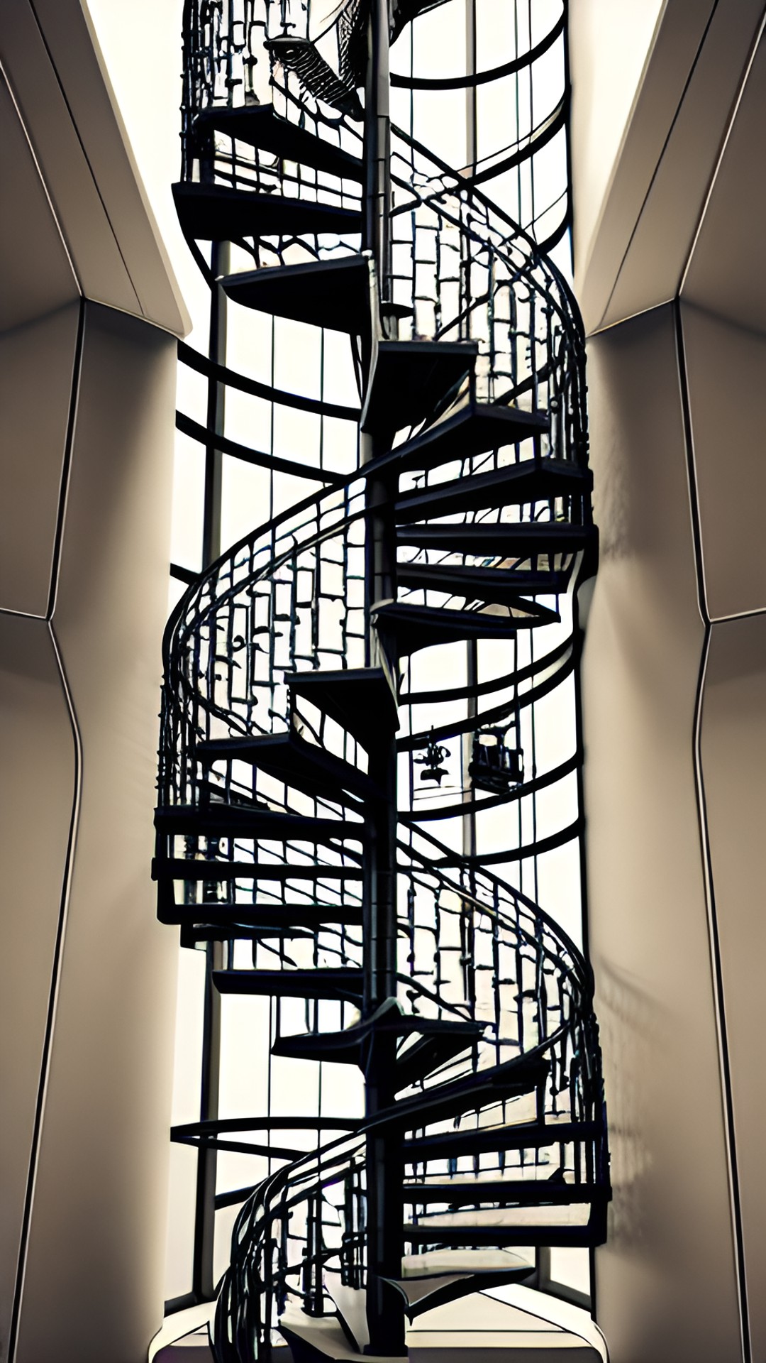 a dangerous high tower with steps that go up like a narrow spiral staircase. preview