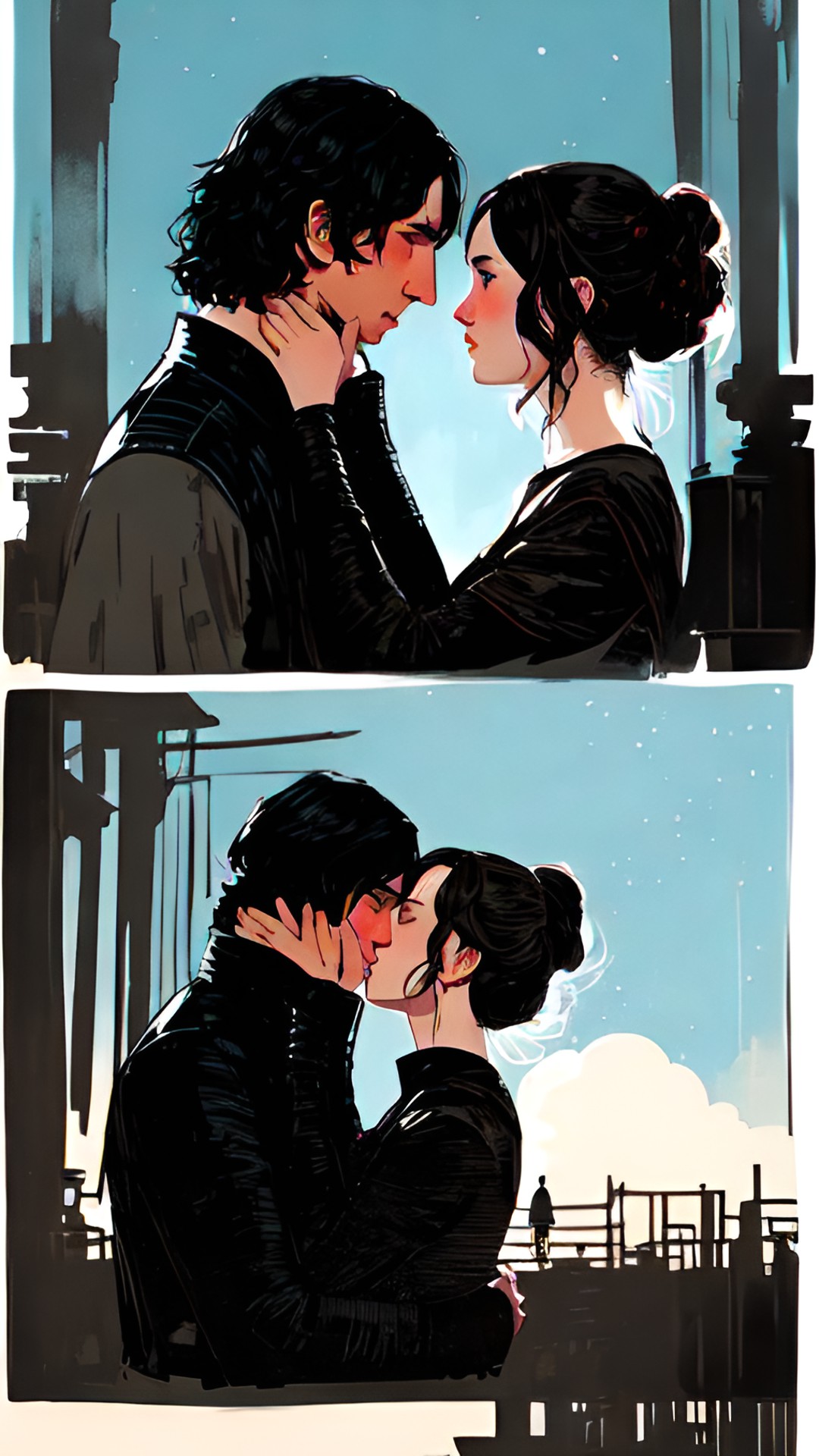 kylo ren and rey skywalker as pride and prejudice kissing preview