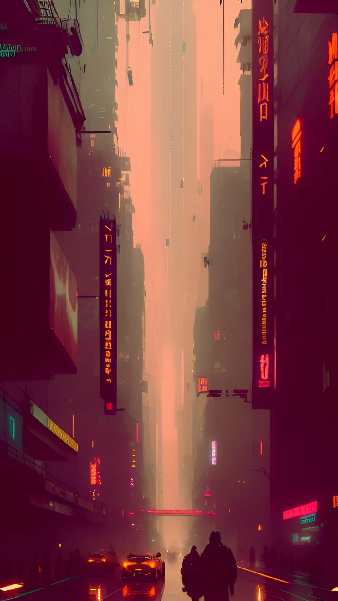 Smoggy City @ Sunset - blade runner atmosphere in futuristic city. flying cars. digital billboards. rain. preview