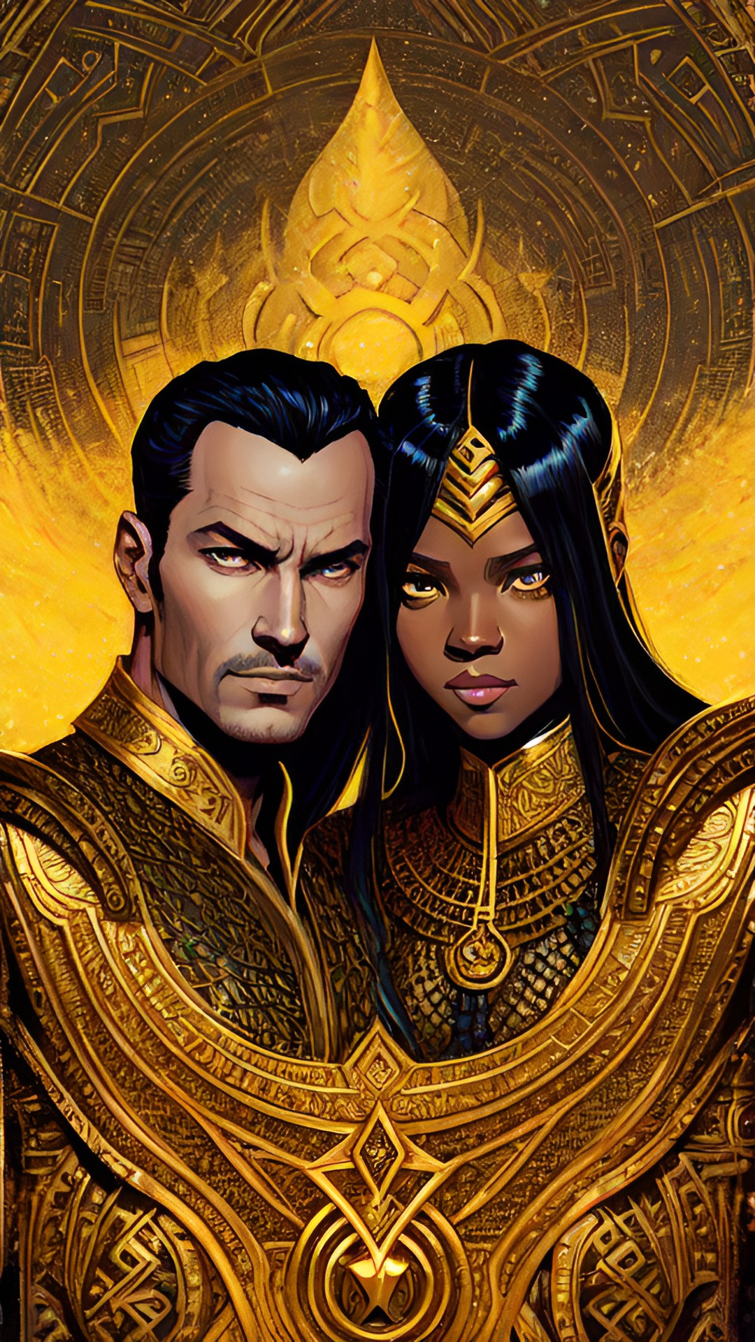 namor and shuri as lovers black and gold preview