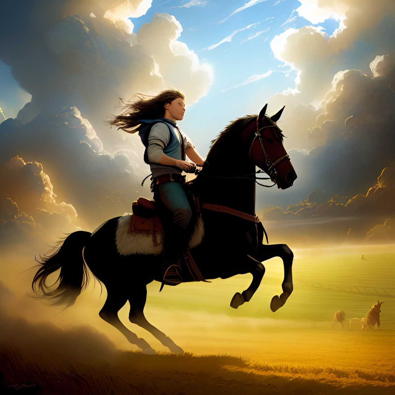 Atreus and Artax - the never ending story - atreyu on his horse, galloping through the fields. the sun is shining and the wind is blowing through his hair. he's on a quest to save the world, and h preview