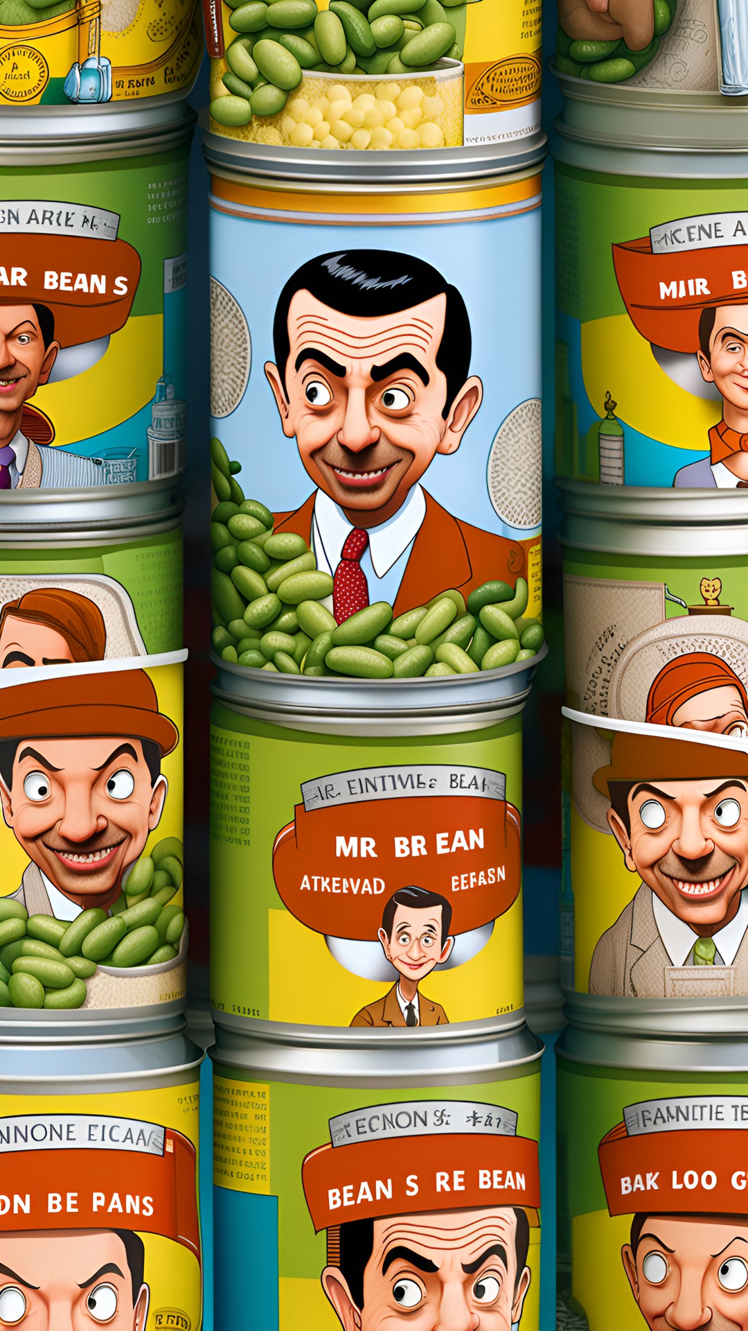 cans of beans shaped like mr bean preview