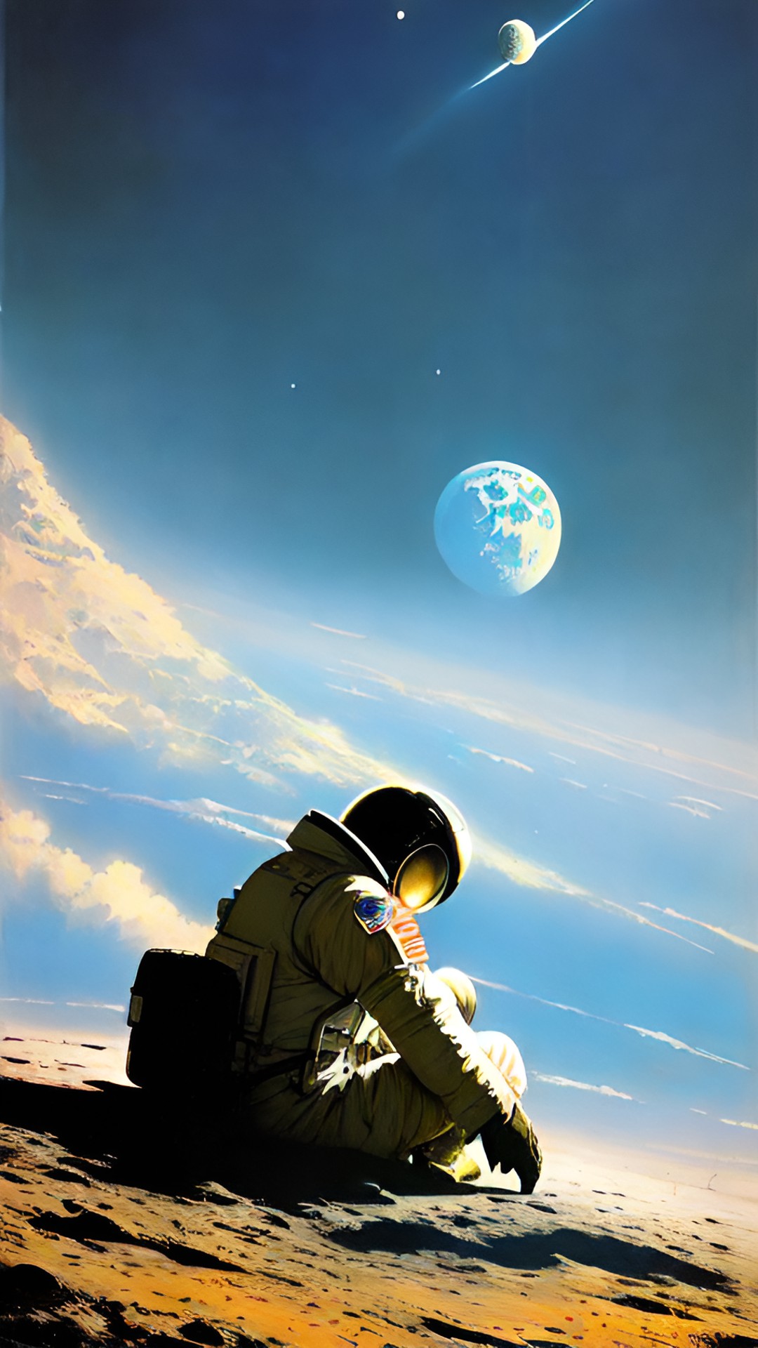 "astronaut sitting on moon thinking" preview