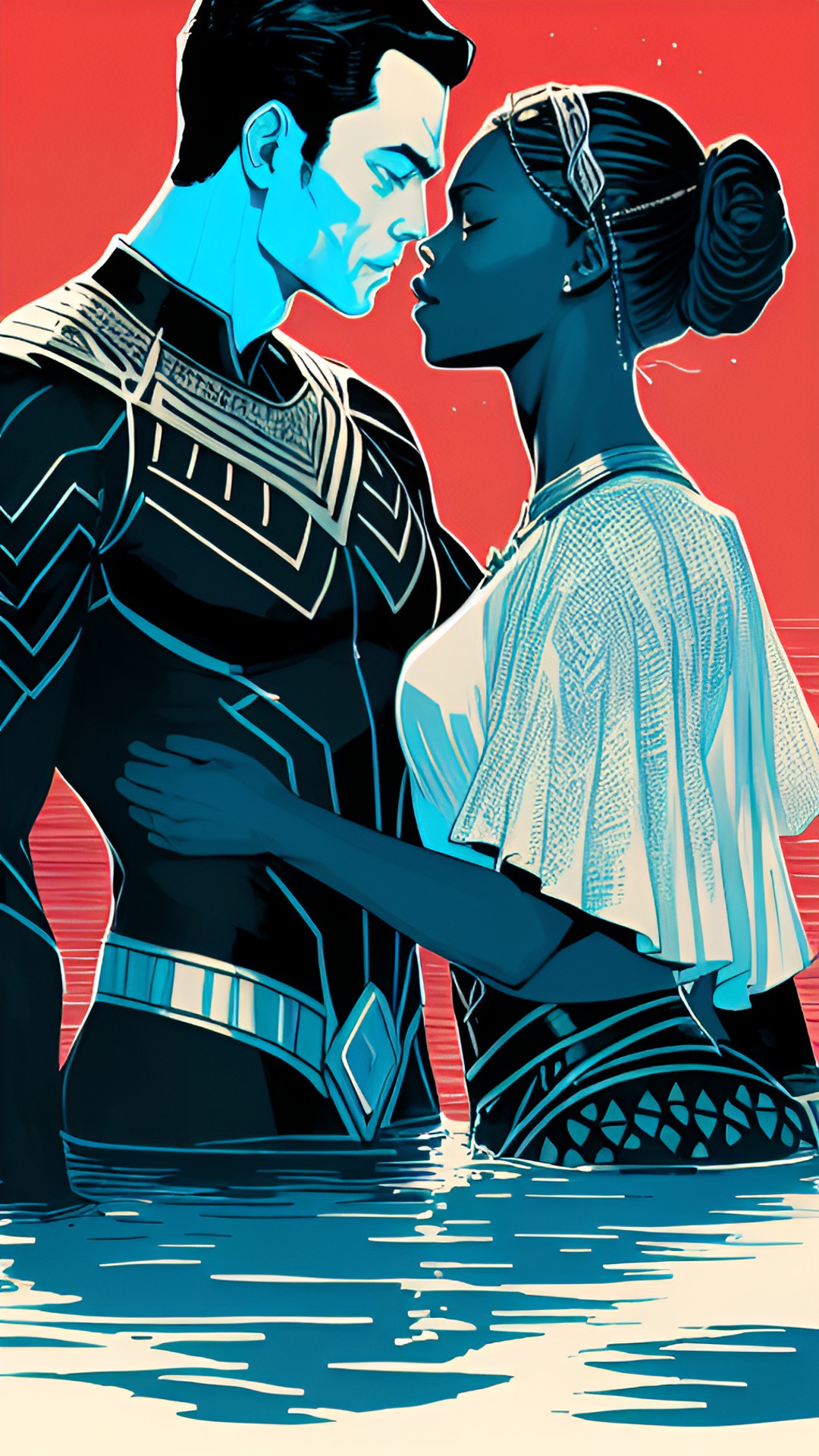 namor of talocan and shuri of wakanda as lovers water kiss preview