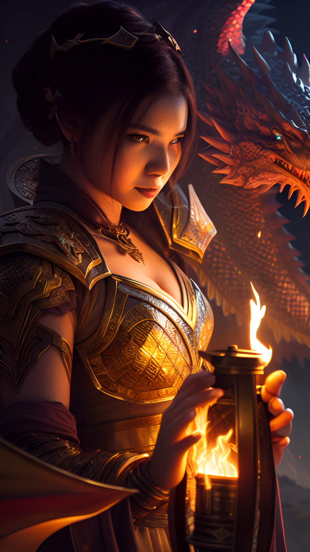 House Dunleigh - woman with torch caressing dragon preview