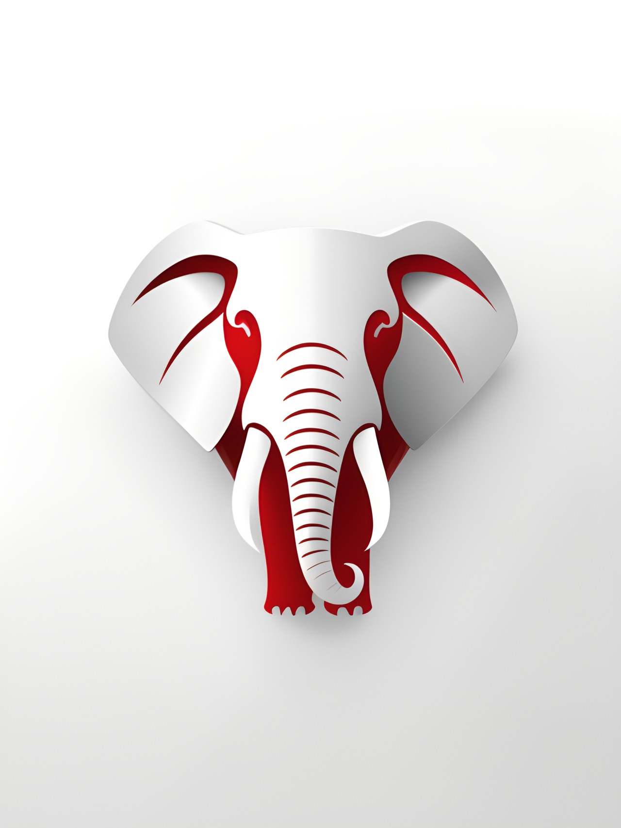 logo: muted gradient background, solid red logo, white accents, clean lines, elephant logo, bold, elegant, uhd, 8k preview