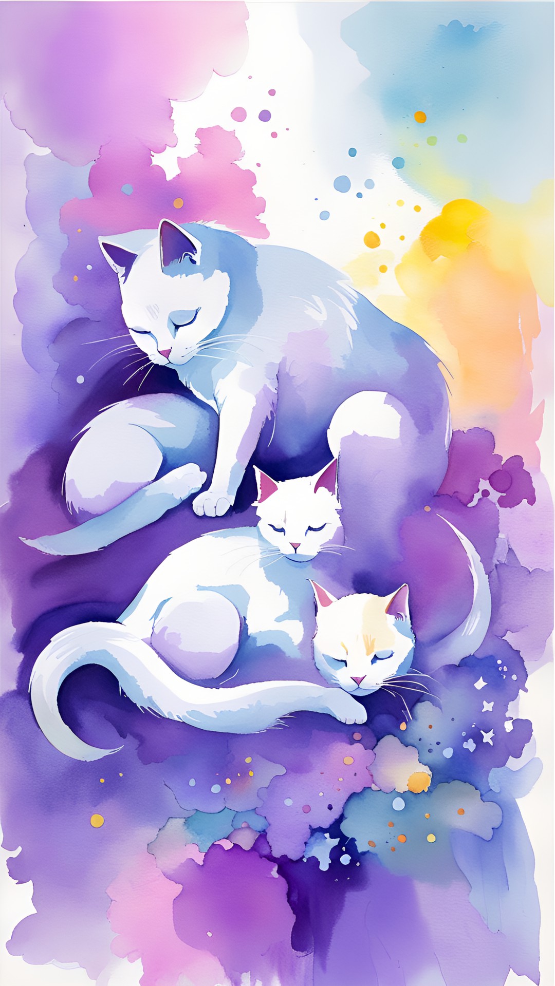 plein de chats magiques et violets qui dorment preview