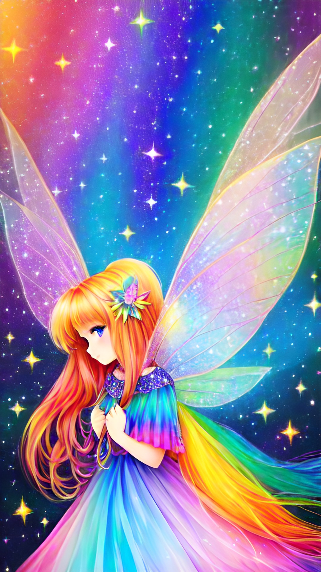 magical sparkle fairy in soft, rainbow colors preview