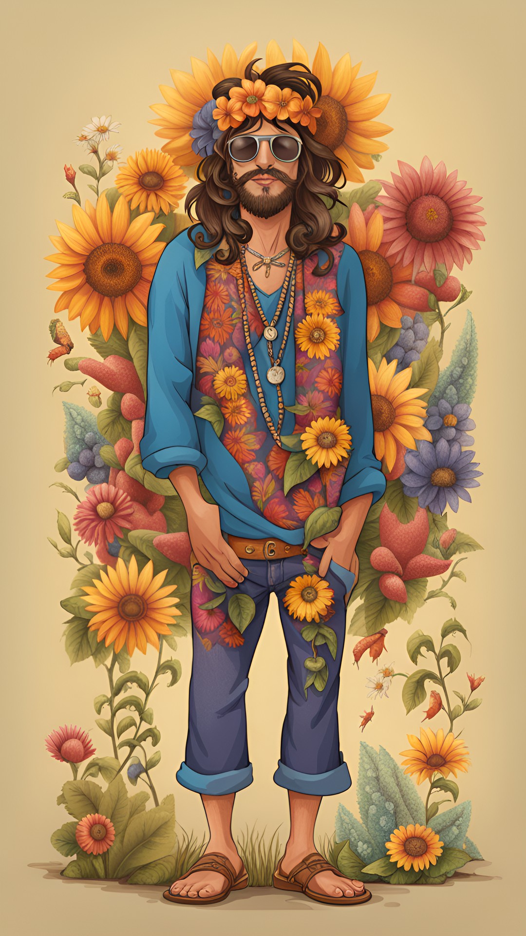 full body flower child hippy dude preview