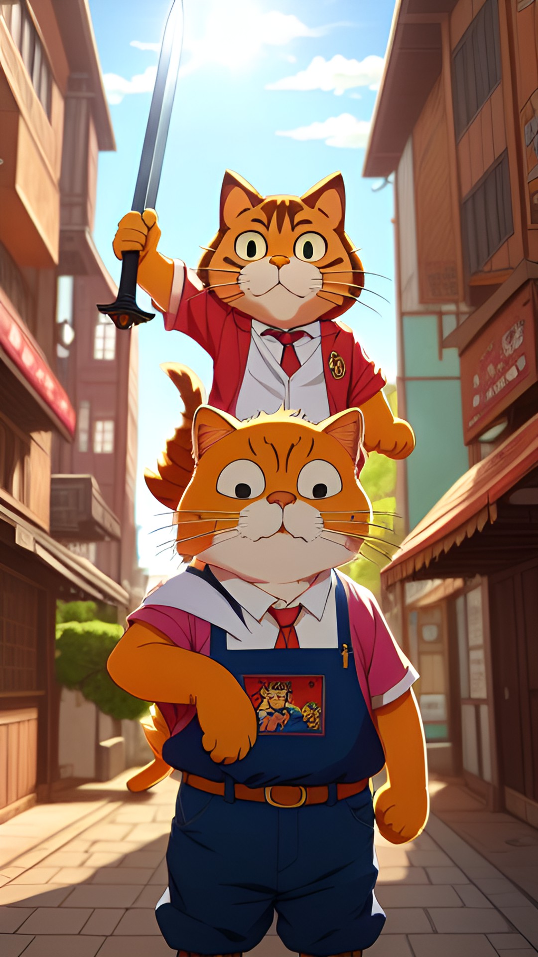 garfield the cat doing the chefs kiss holding a sword preview