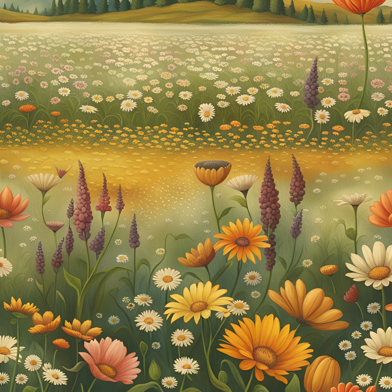 field of flowers, vintage, nostalgia preview