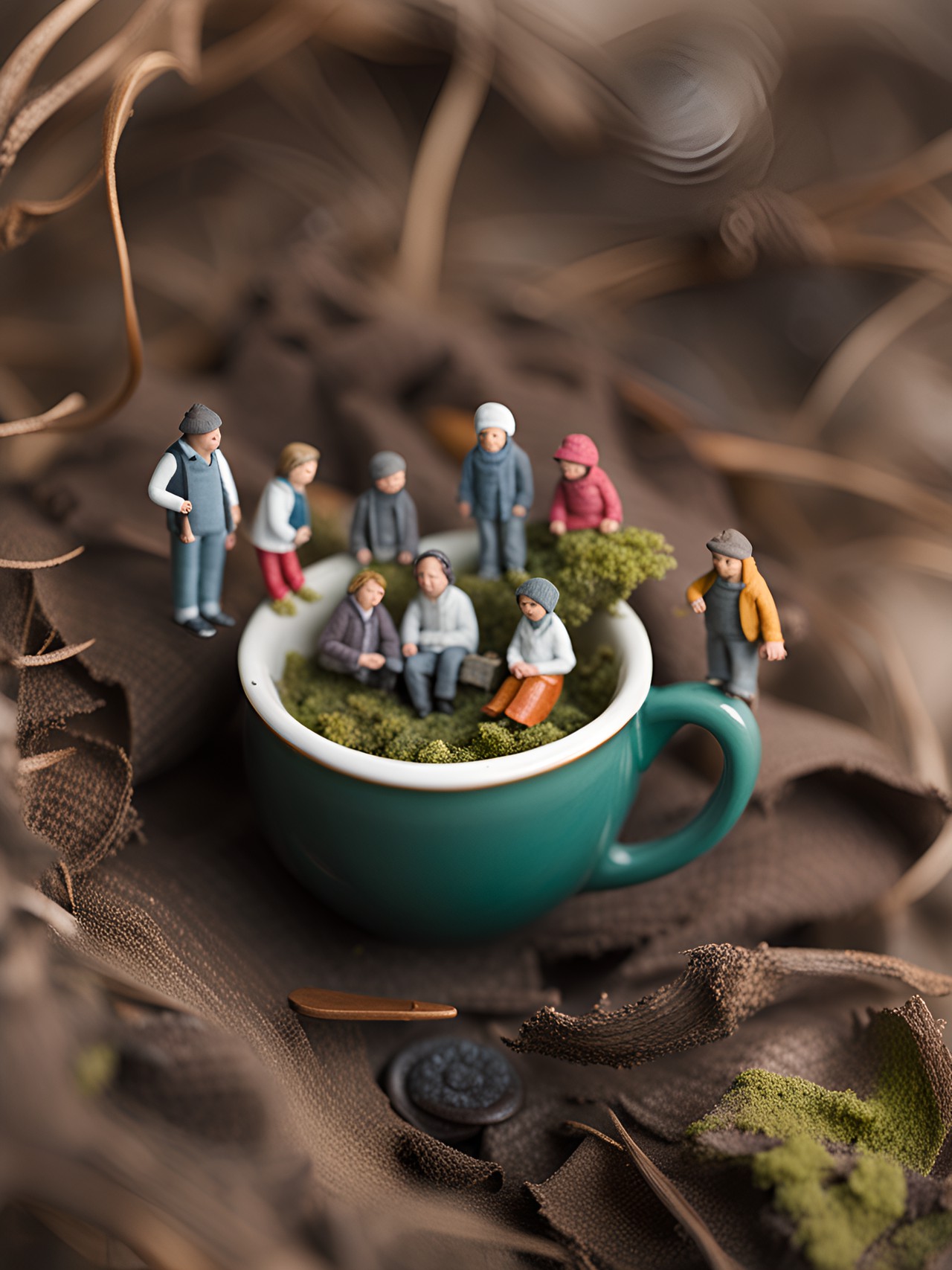 tiny people living in a discarded tea cup preview