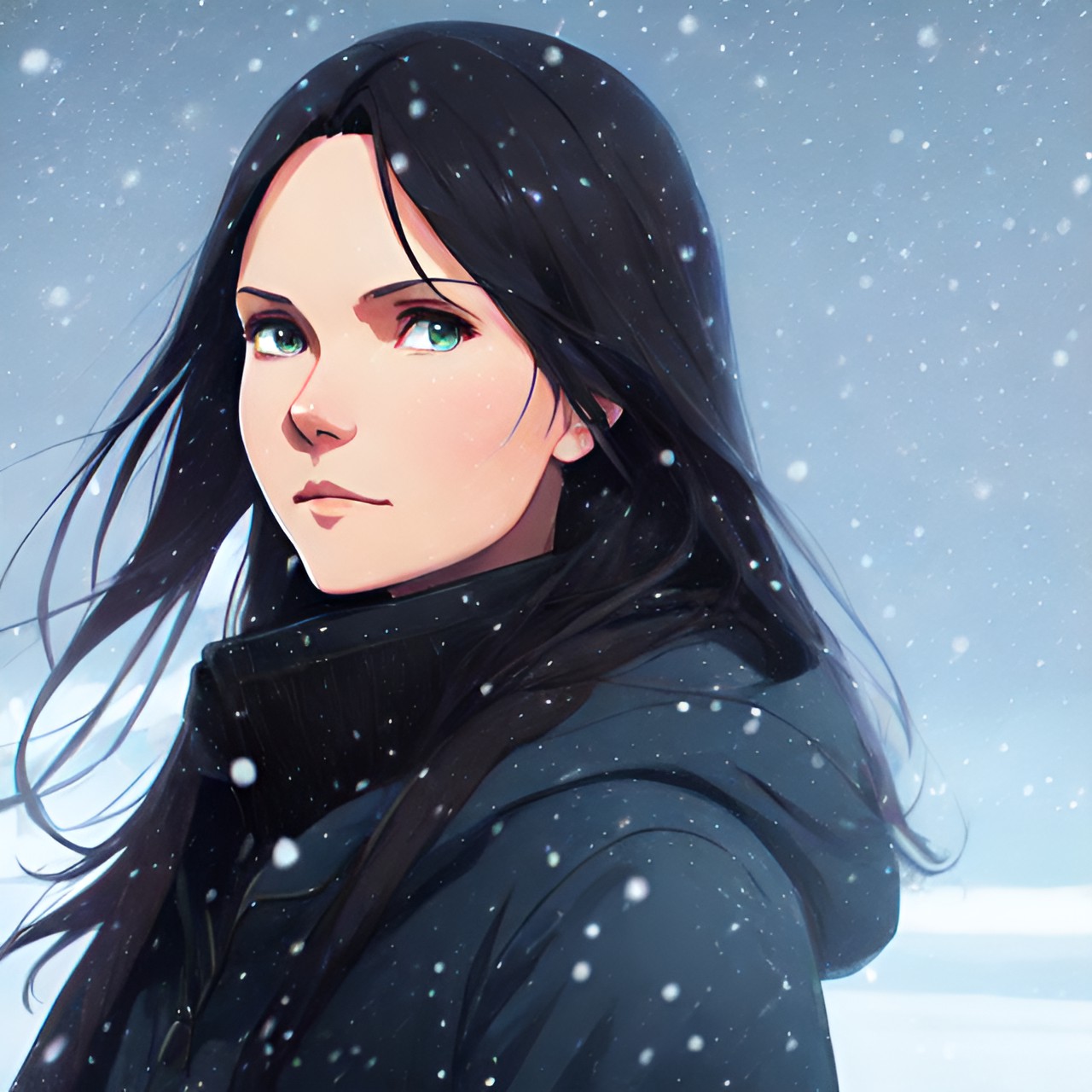 tarja turunen, dark background, close up, snow preview