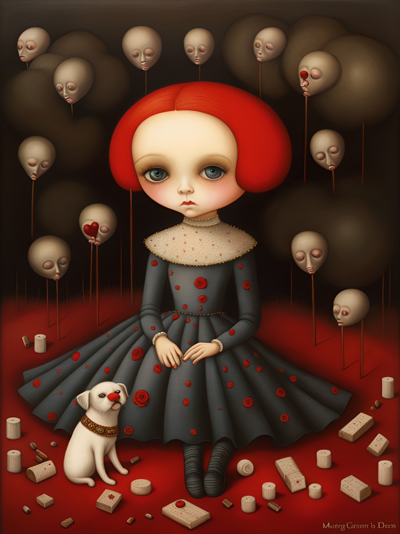 sorrow, ashes, loneliness, roses, broken voodoo doll, blood, dust, smoke, fire, by margaret keane, grant wood, bill carman,& ray caesar preview