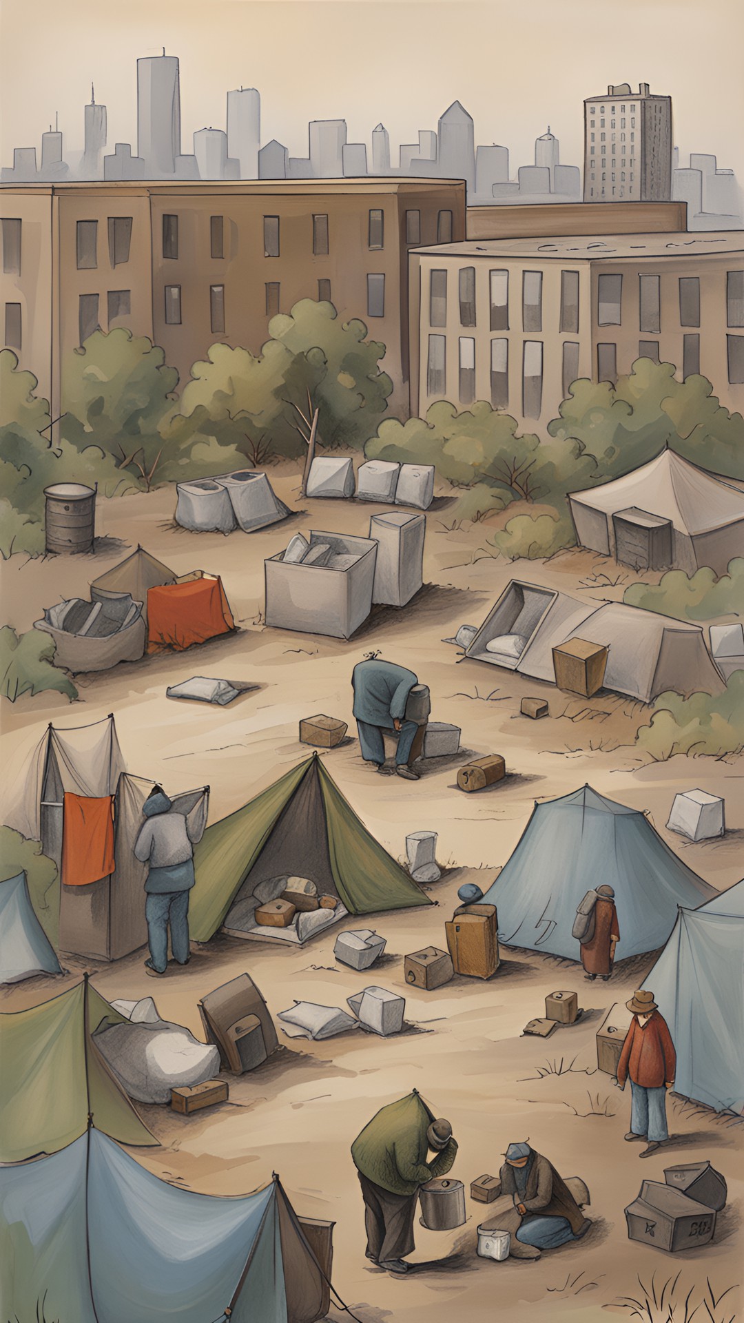 homeless encampment in a vacant lot by garth williams preview