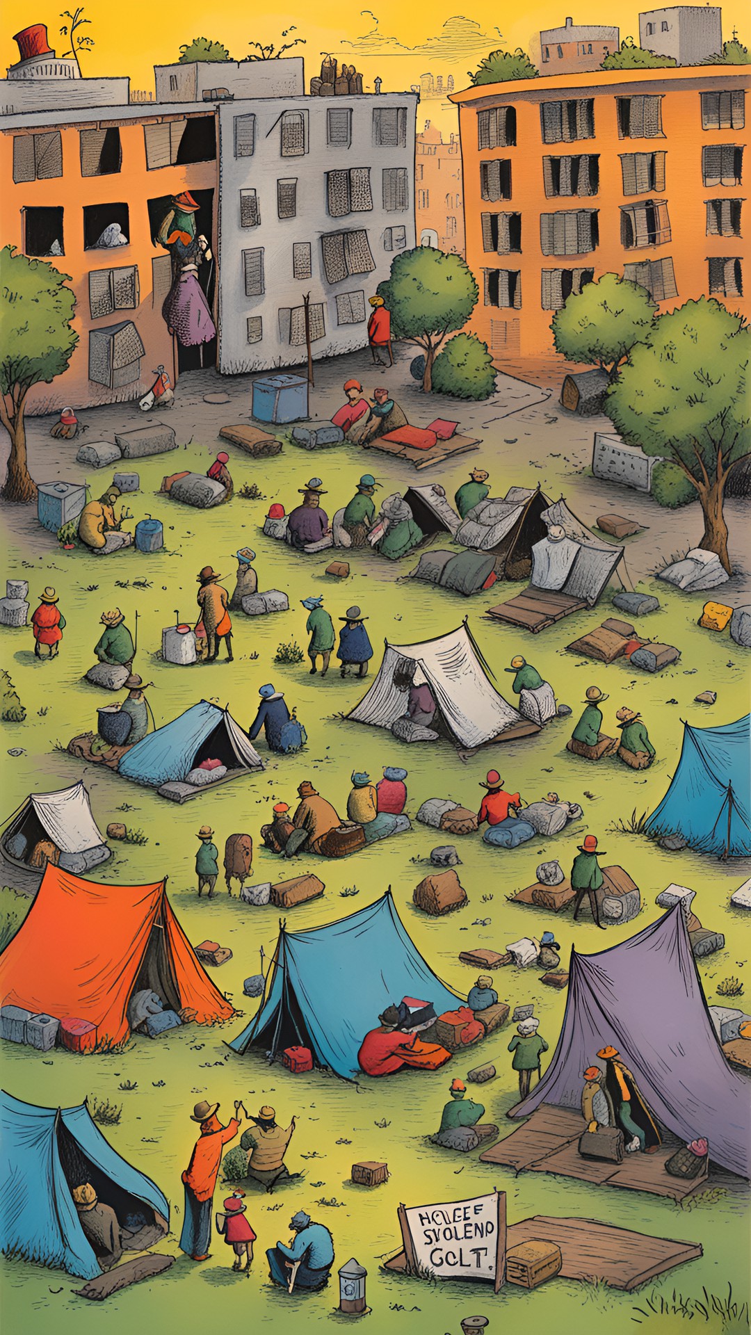 homeless encampment in a vacant lot by dr. seuss preview