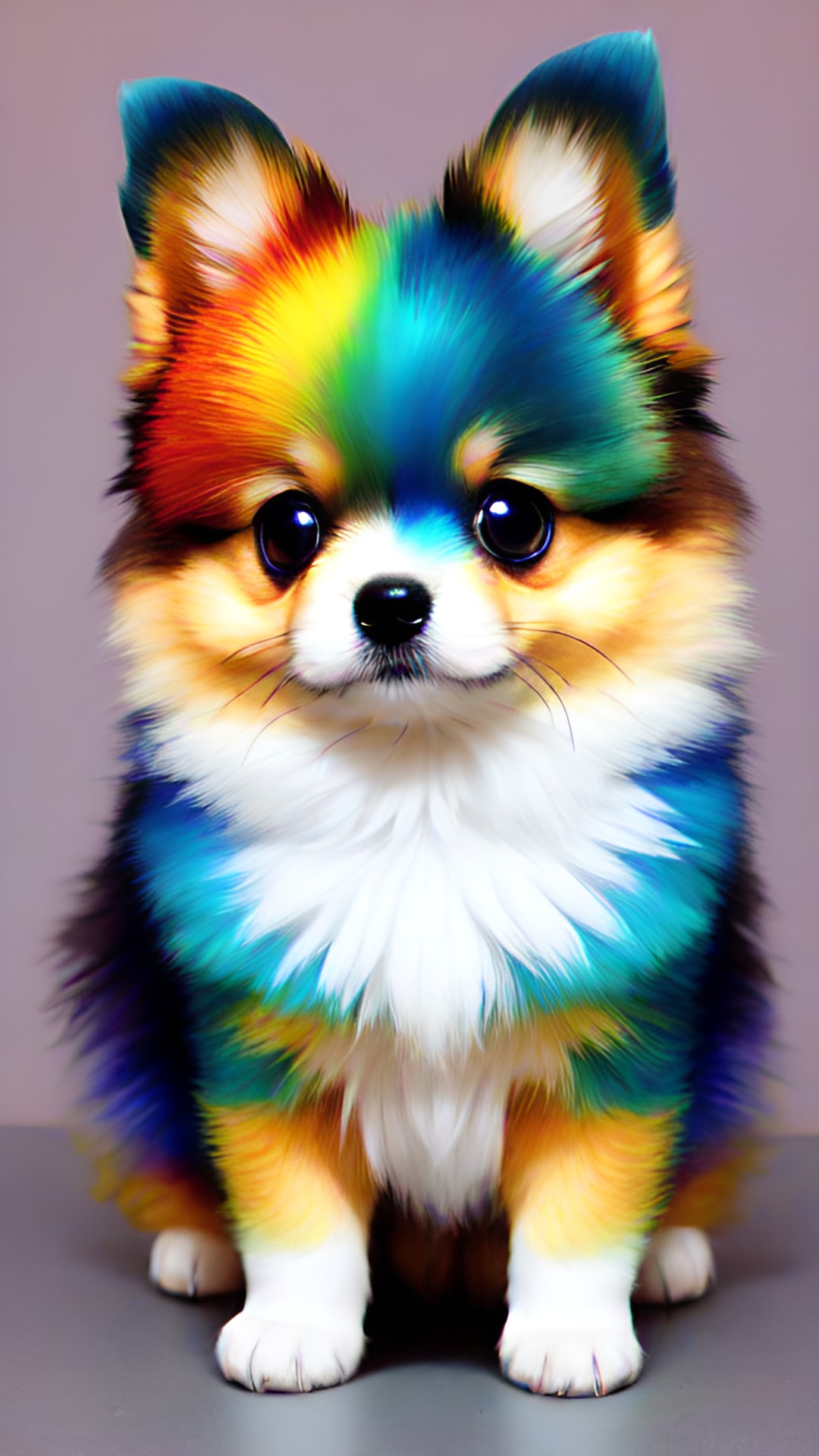 rainbow coloured pomeranian puppy preview