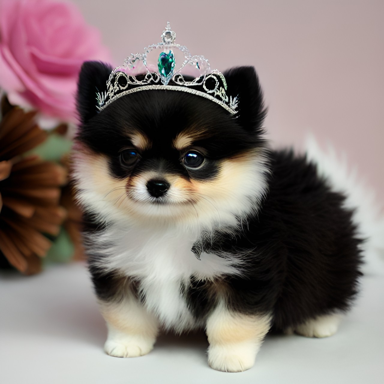 tiny pomeranian puppy wearing a tiara preview