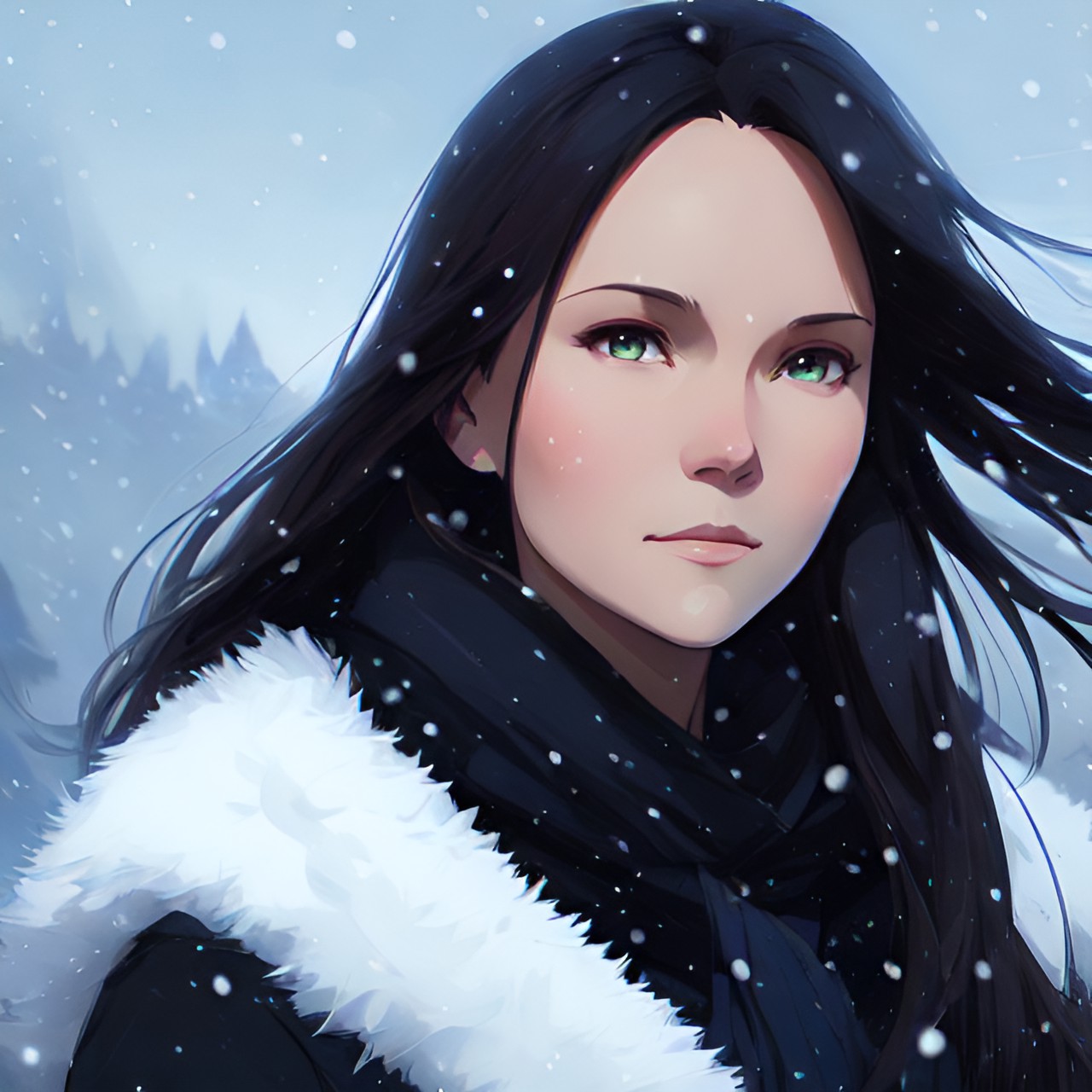 tarja turunen, dark background, close up, snow preview