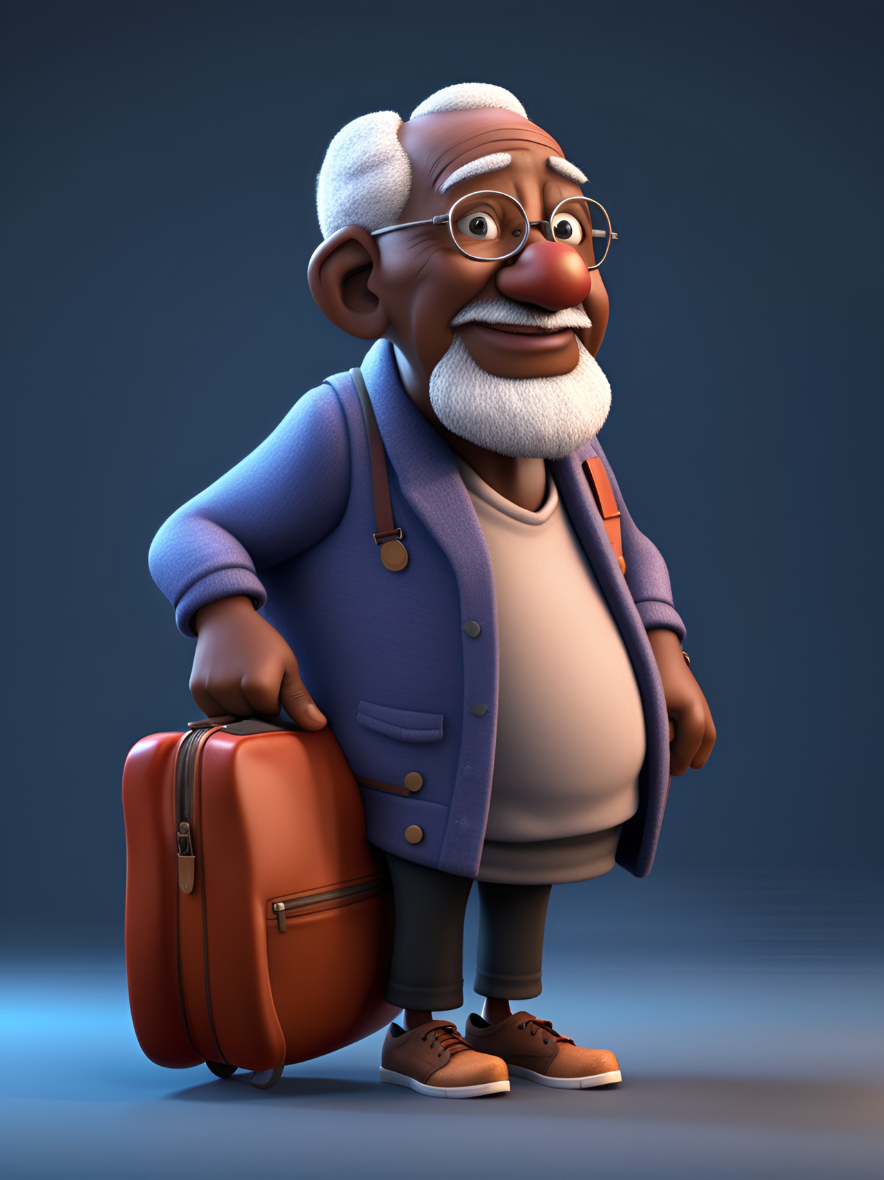 cartoon old man, african american, 3d cgi illustration, uhd, 8k preview