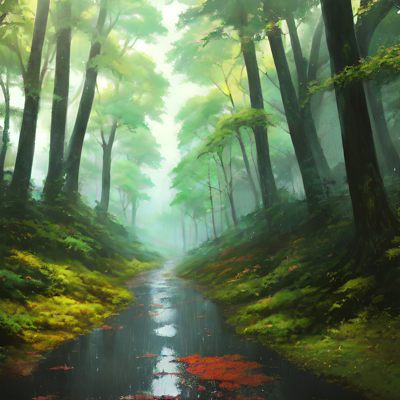 rainy forest setting, preview