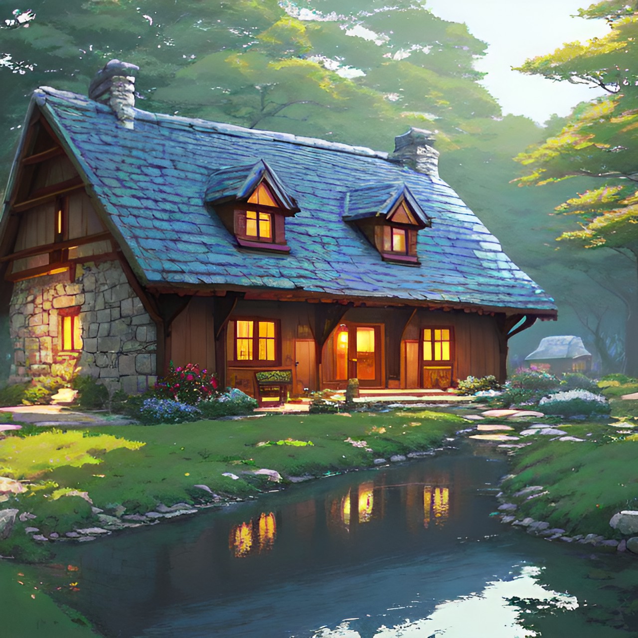 stone cottage interior,aesthetic, cozy,￼ preview