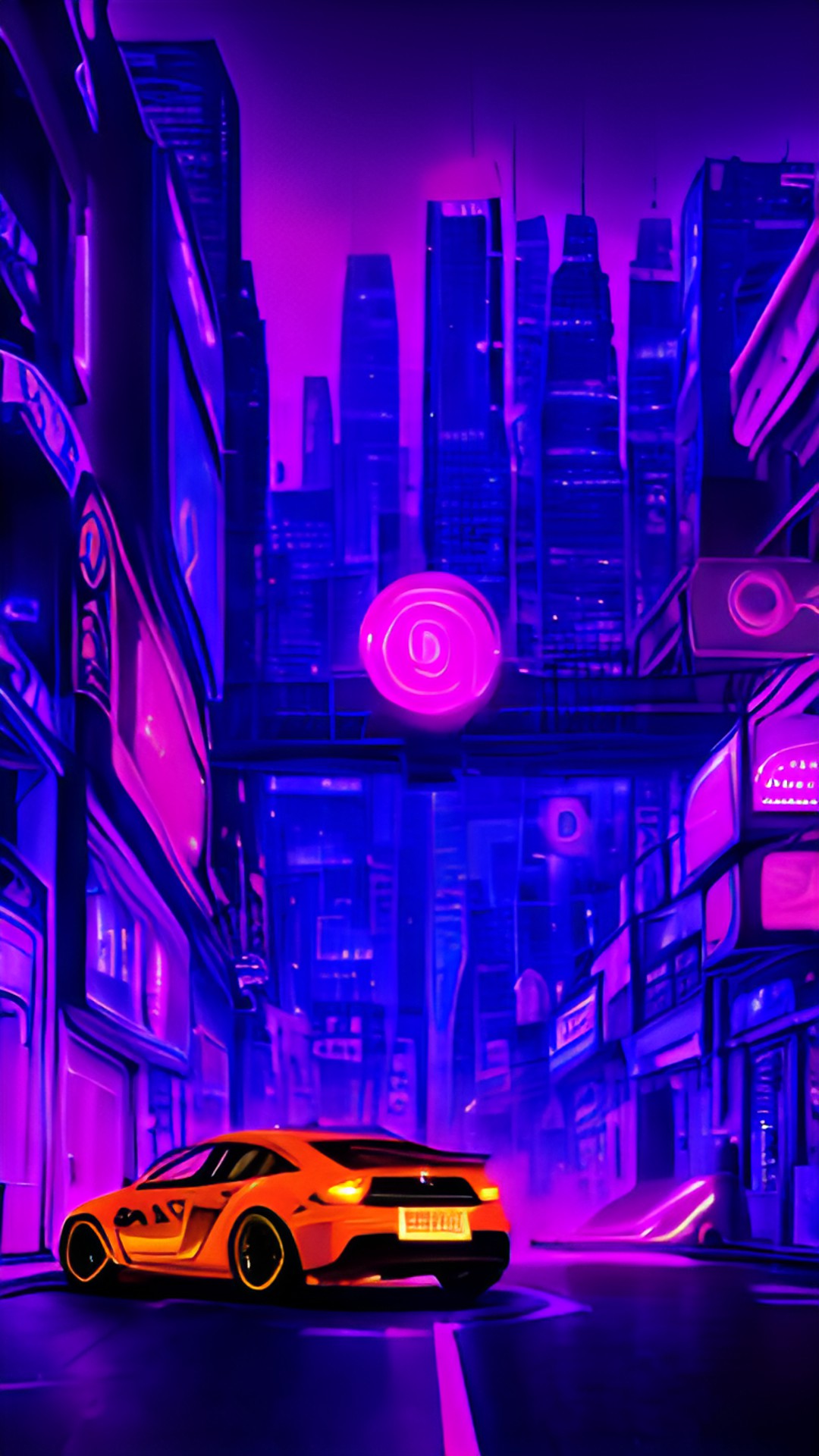 Abnormal car - car with neon under-glow drifting in a futuristic city preview