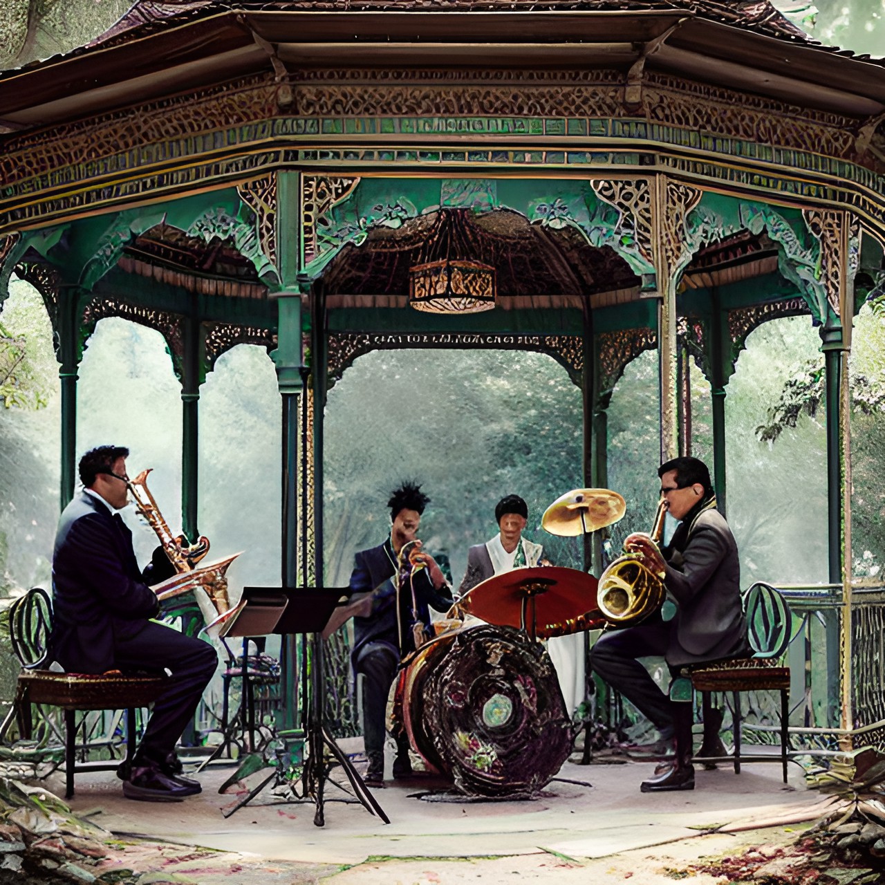 jazz band playing in a gazebo preview