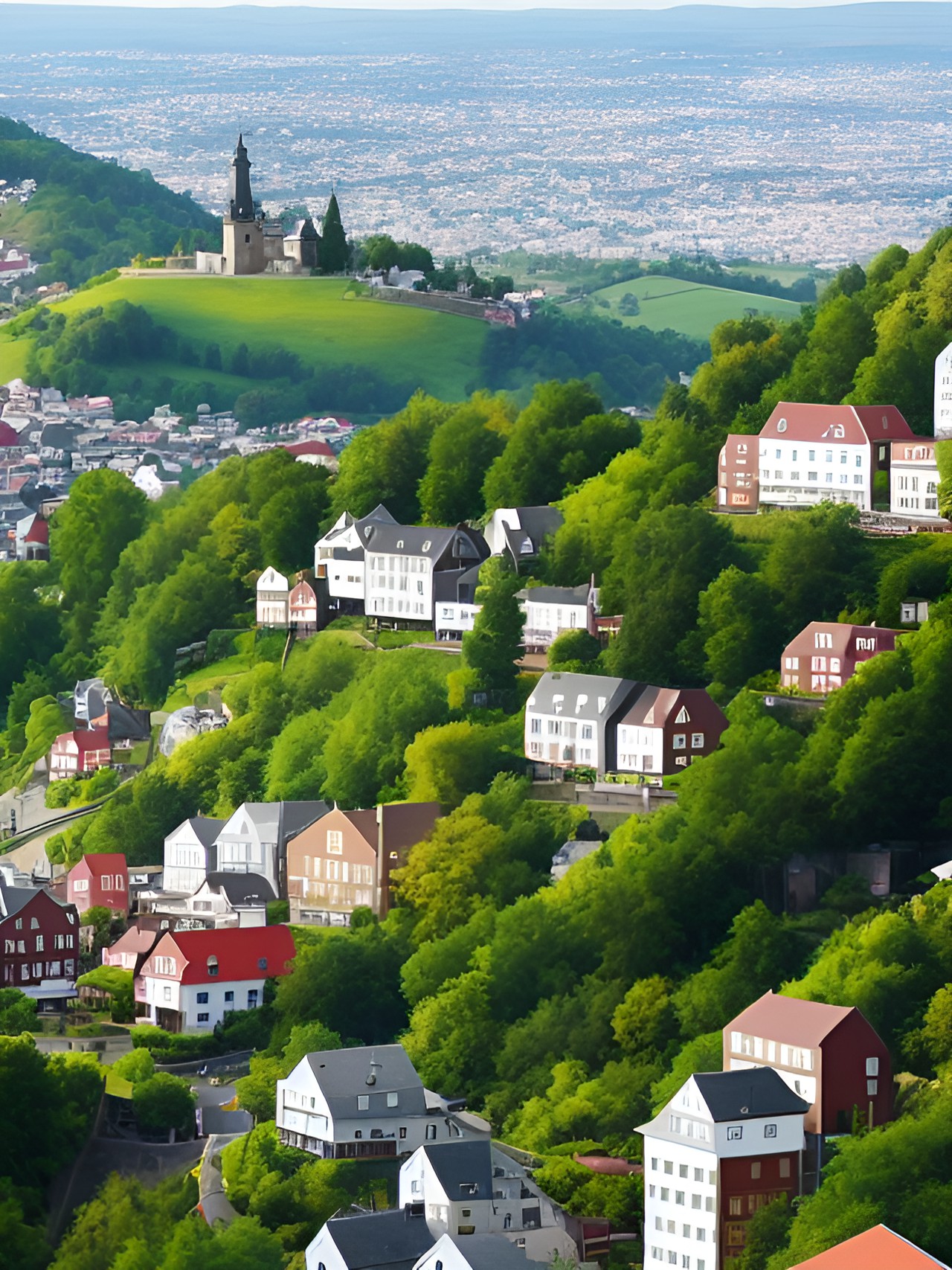 cute townscape on a hill preview