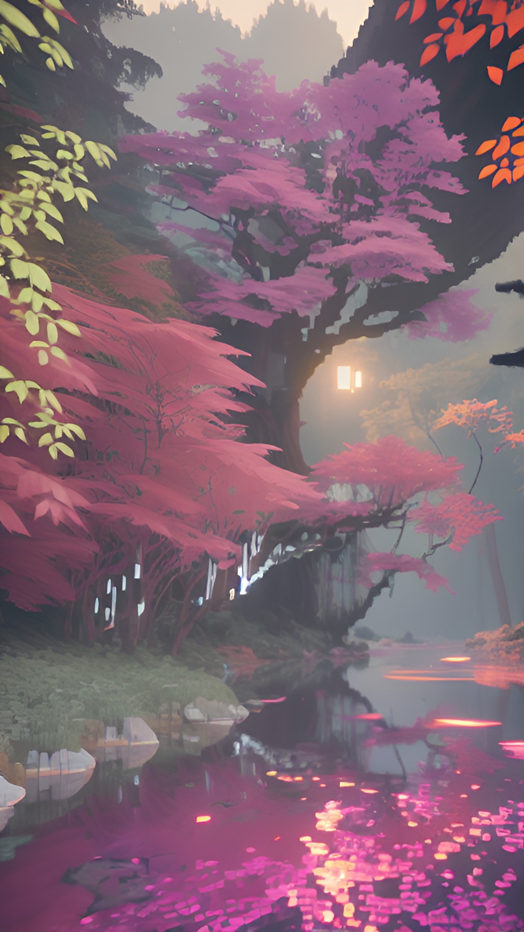 flowing river in the forest pixel art preview