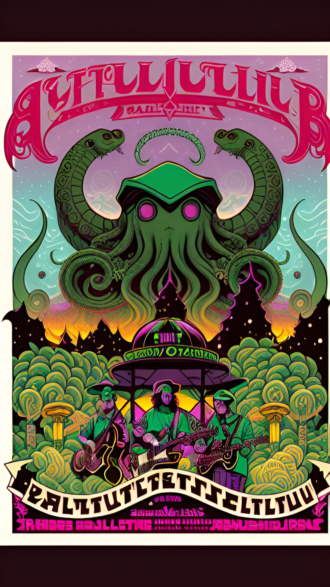 an old concert poster for cthulhu's band preview