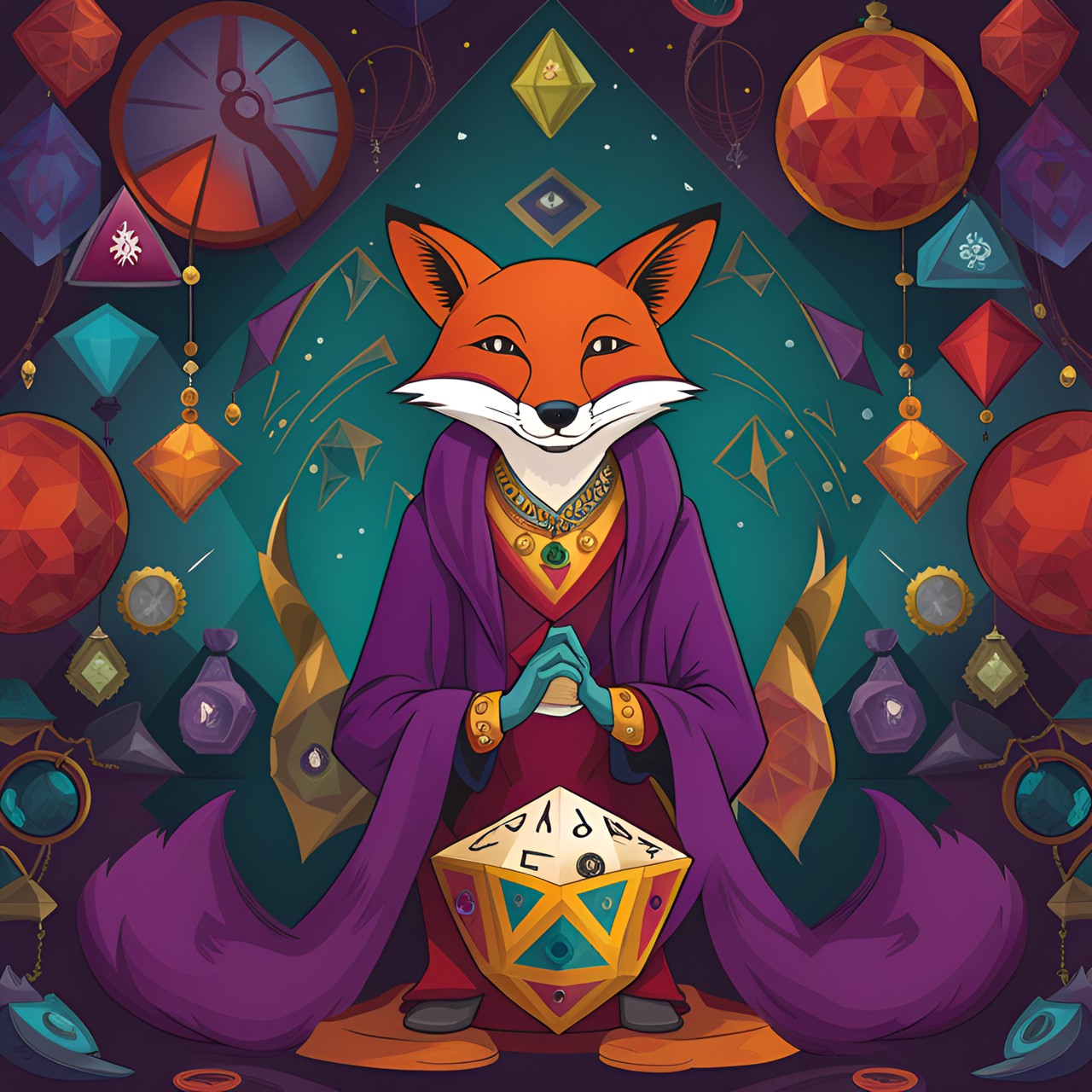 fortuneteller fox,  jewel tones preview