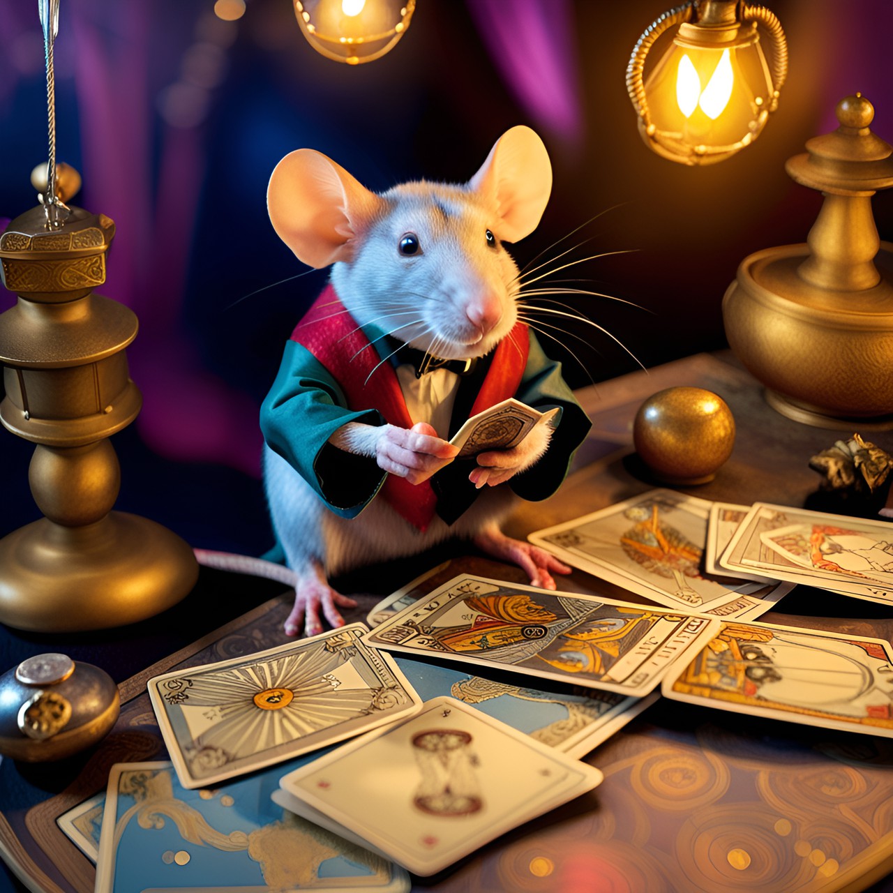 rat doing tarot card readings at a magical fair preview