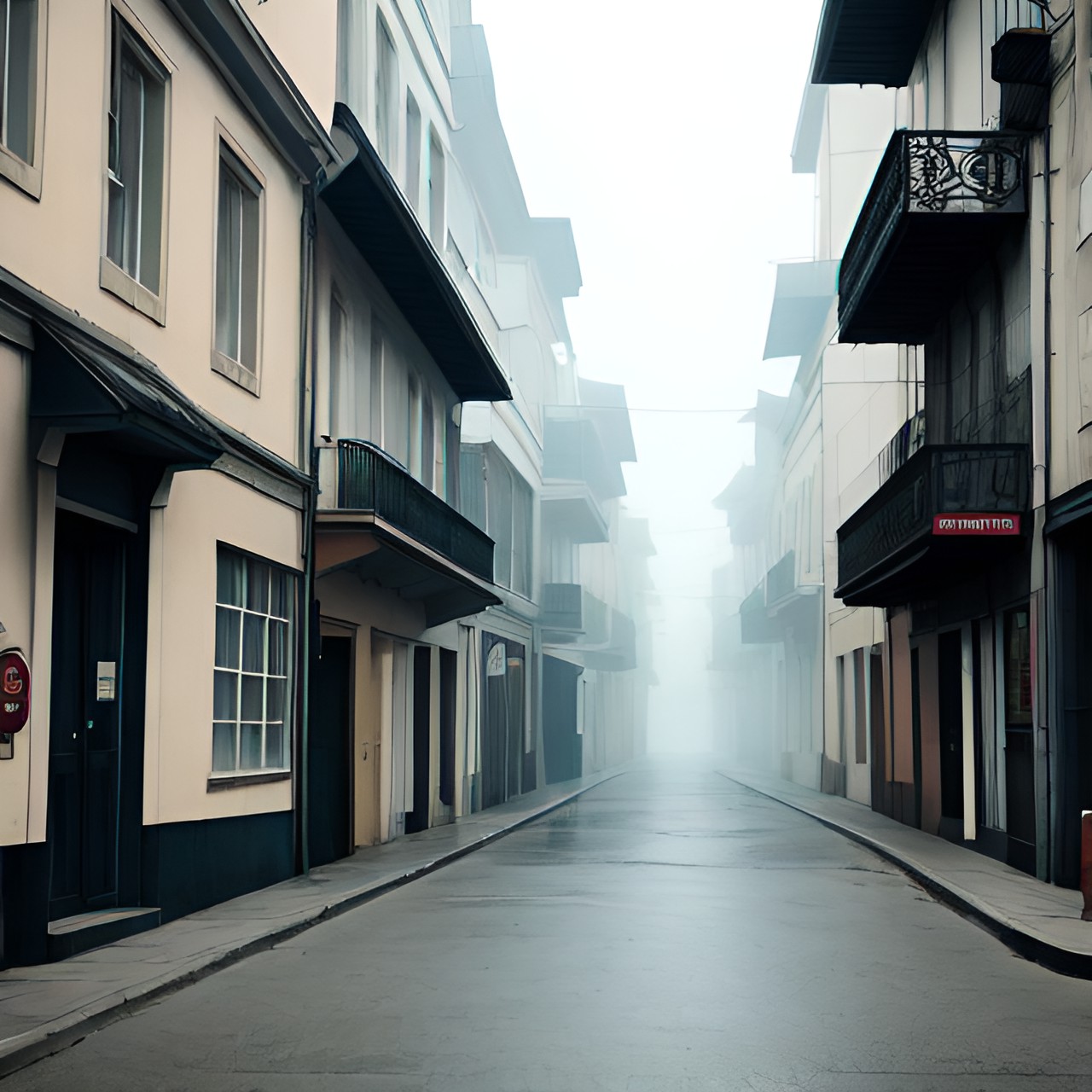 gloomy, strange, otherworldly empty street in an silent city preview