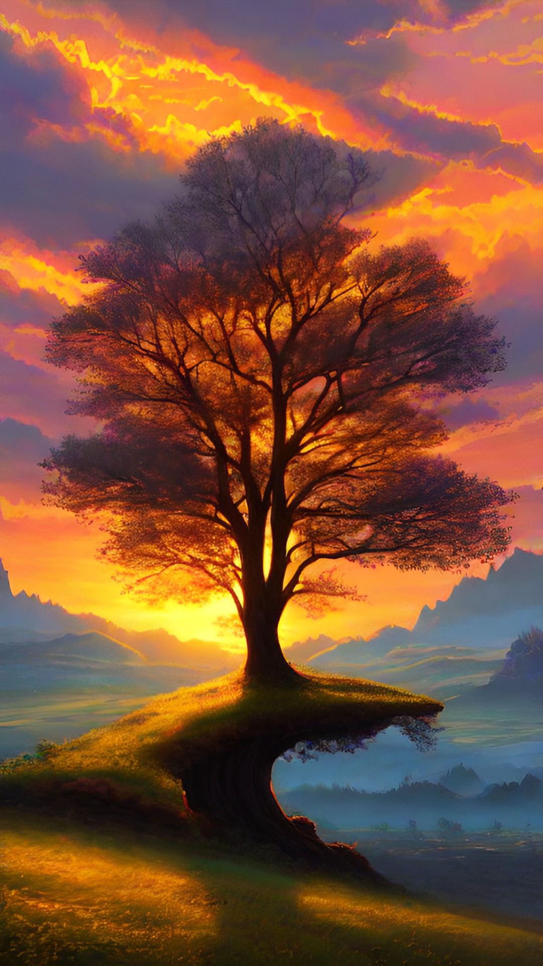 scene tree, sunset, highly detailed, fantasy art preview