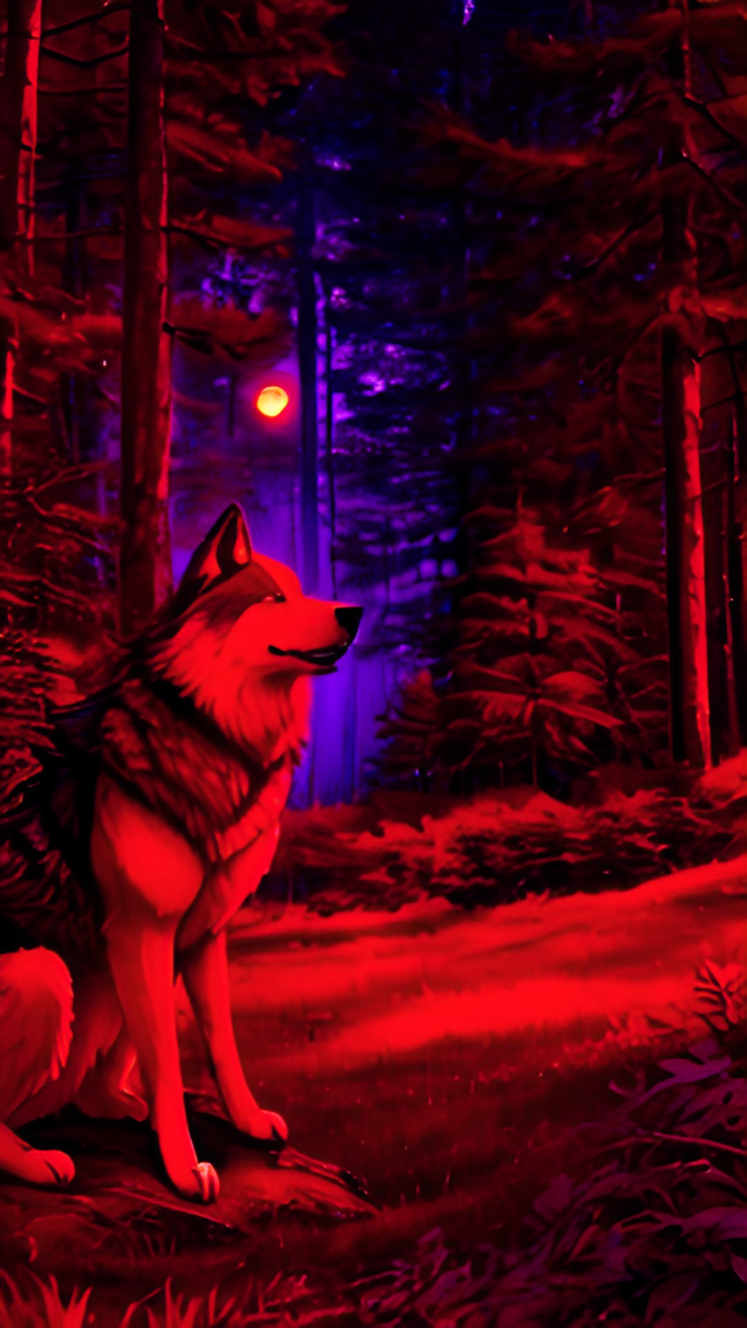 un lobo furro antropomórfico en un bosque preview