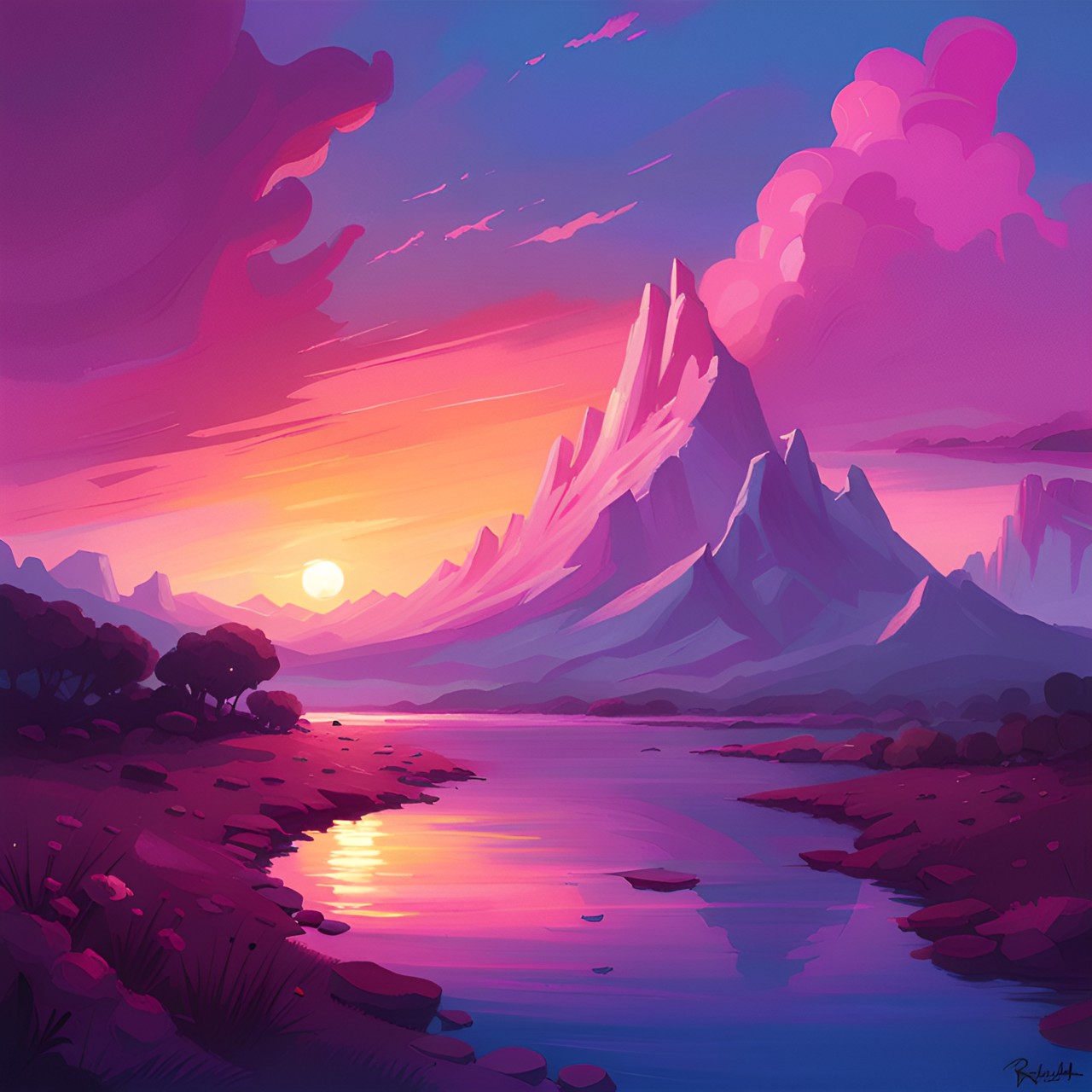 landscape 5 - pink sunset preview