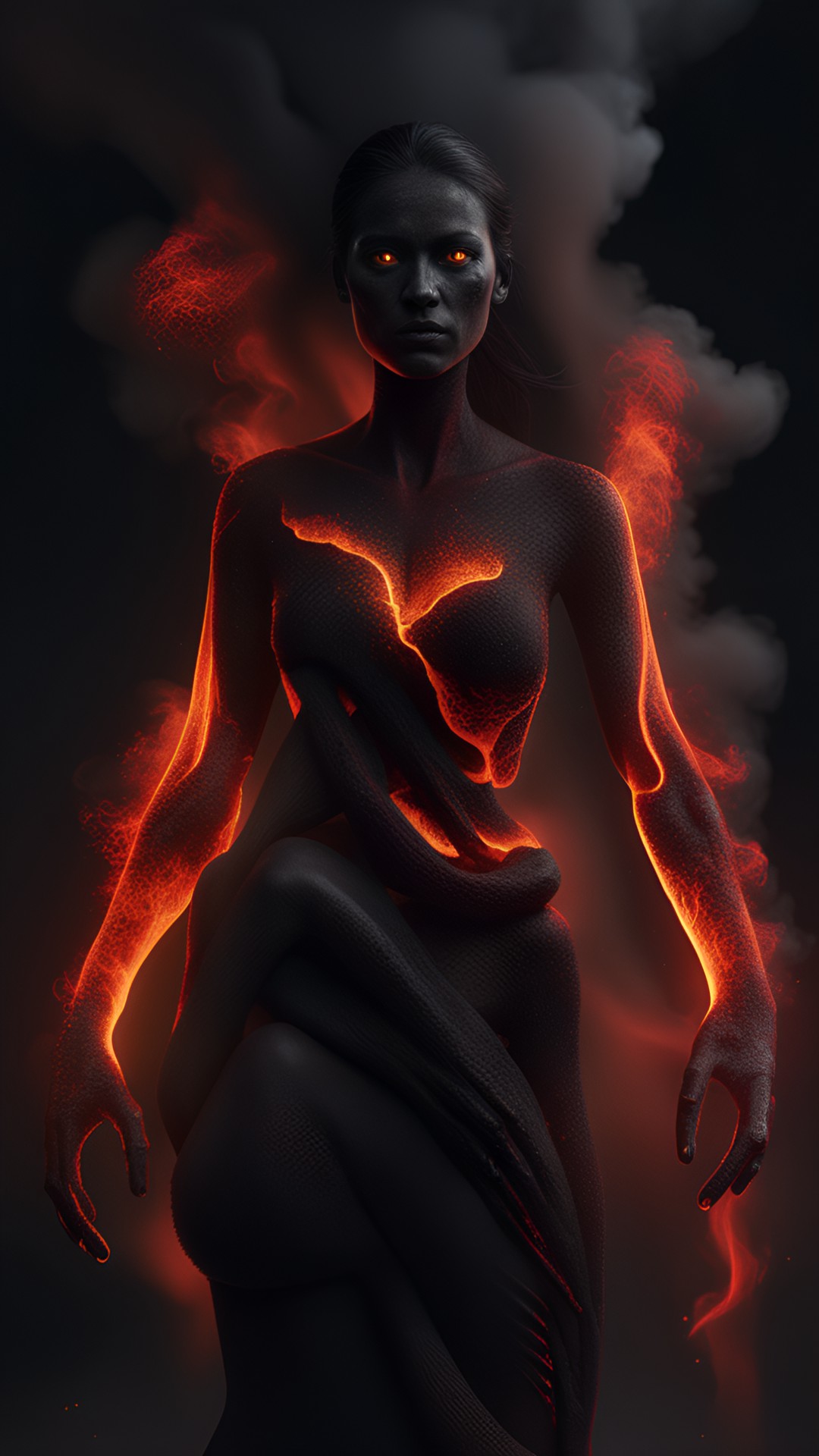 woman made of lava black smoke fire flames ashes smoke, glowing eyes
unity
unreal engine
blender
autodesk maya
cinema 4d
renderman
arnold
octane render
v-ray
redshift preview