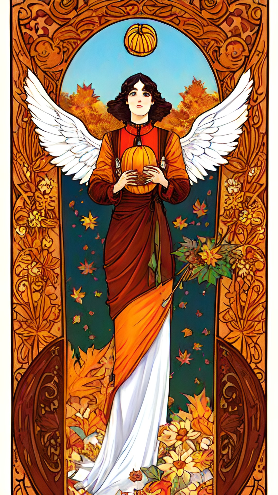 art nouveau autumn pumpkin spice angels preview