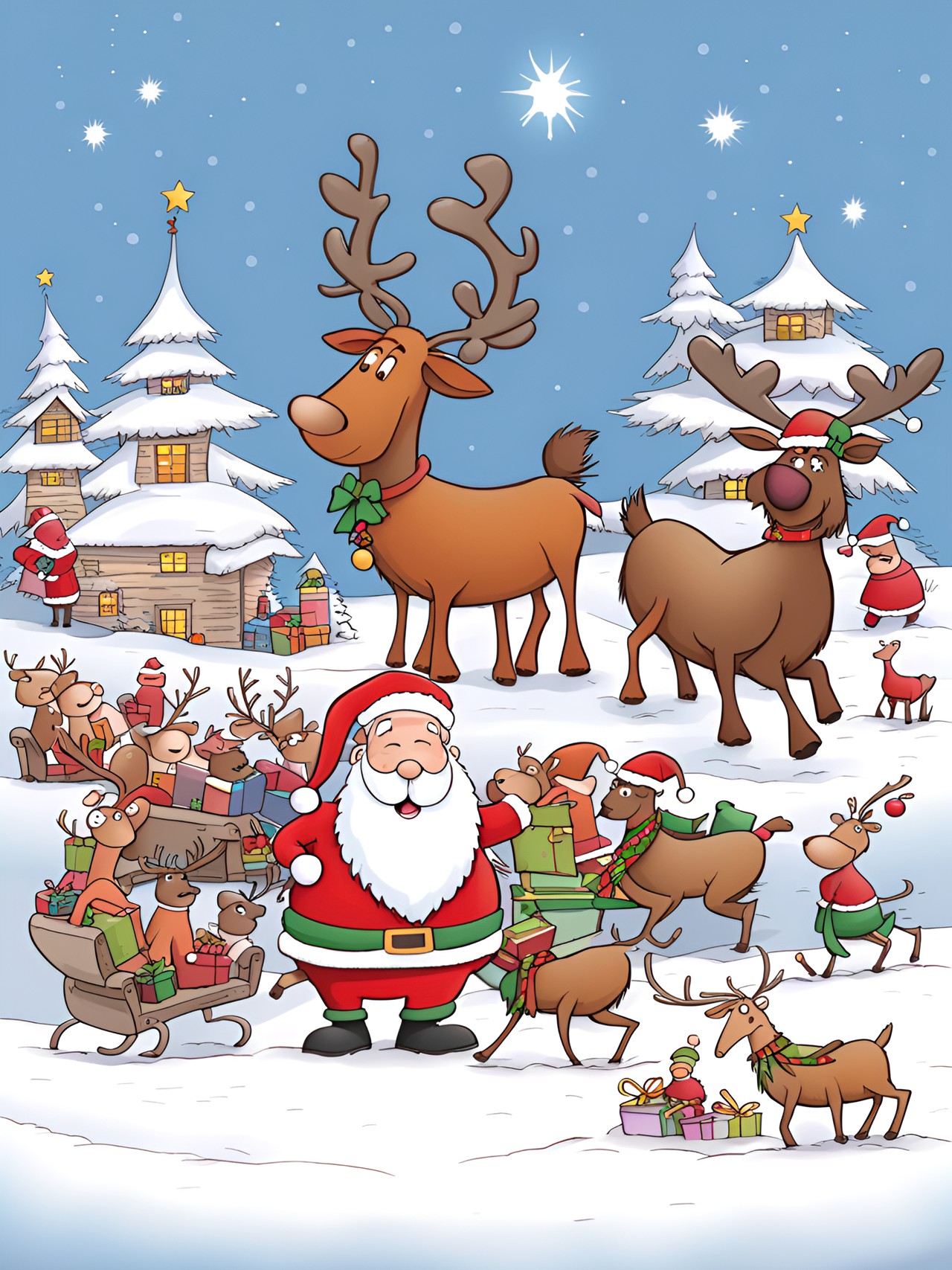 wordtoons, christmas santa and his reindeer preview