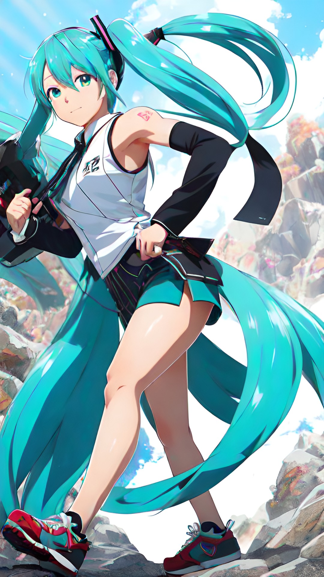 hatsune miku with muscles, tattoos preview