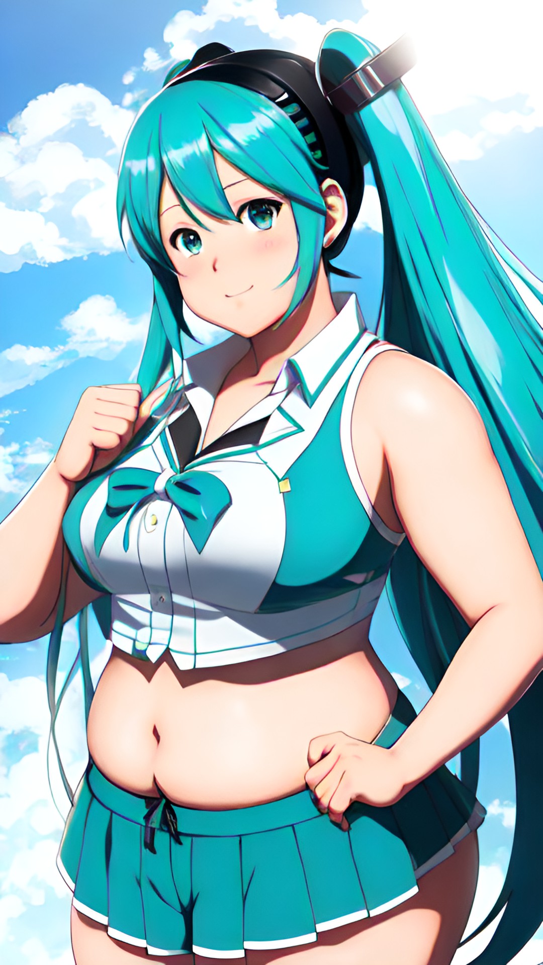 hatsune miku as a fat woman with muscles preview