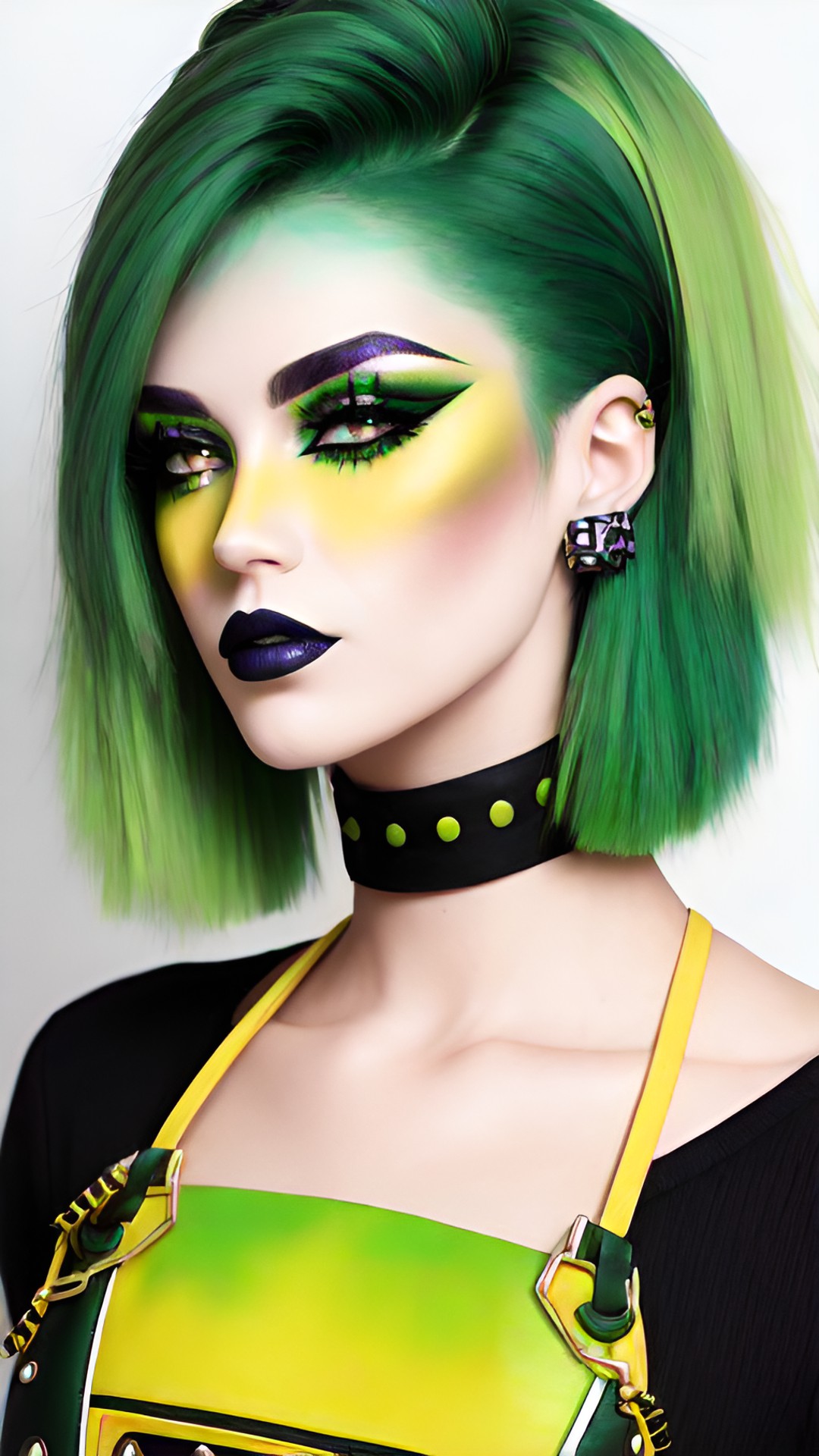 green and yellow punk makeup preview